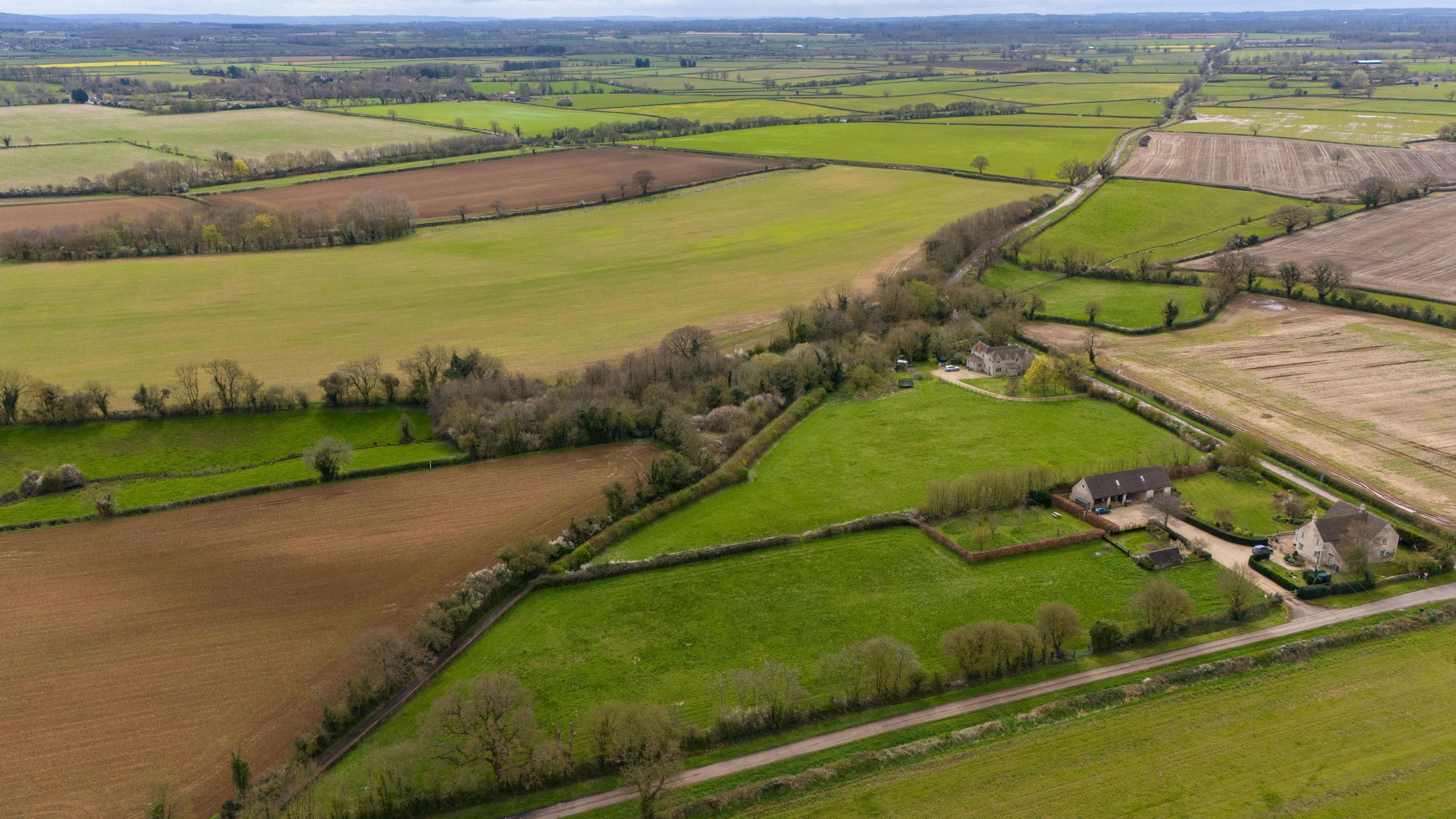 Aerial view of Wiltshire countryside