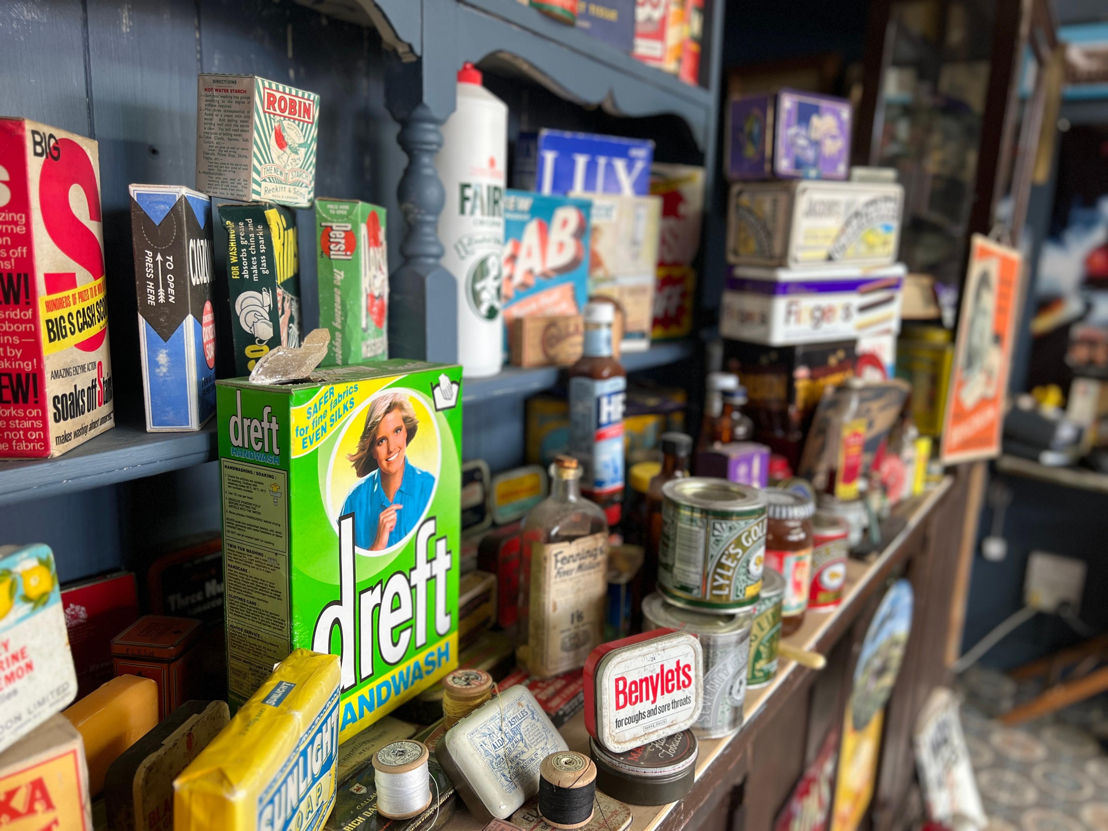 More artefacts on display at the Clip Barber Shop in Bridlington including laundry powder, medicine bottles and tins of golden syrup.