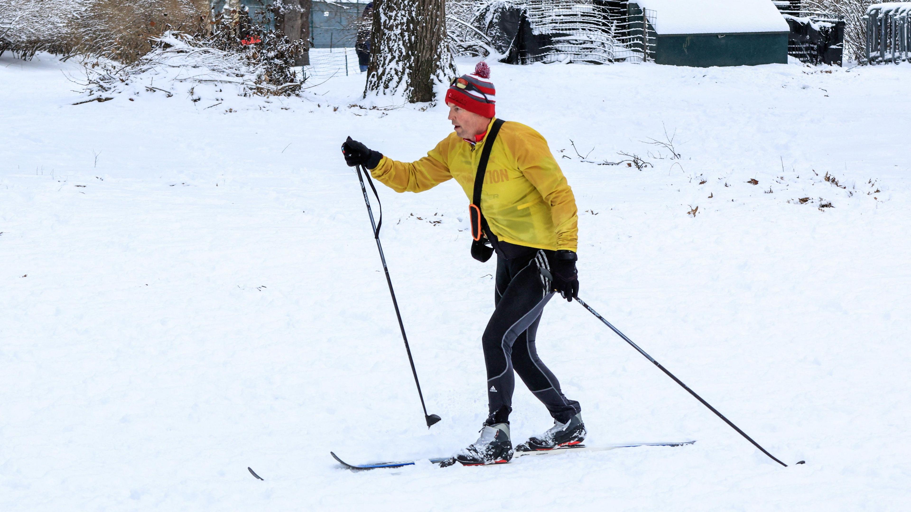 A person skis through Central Park