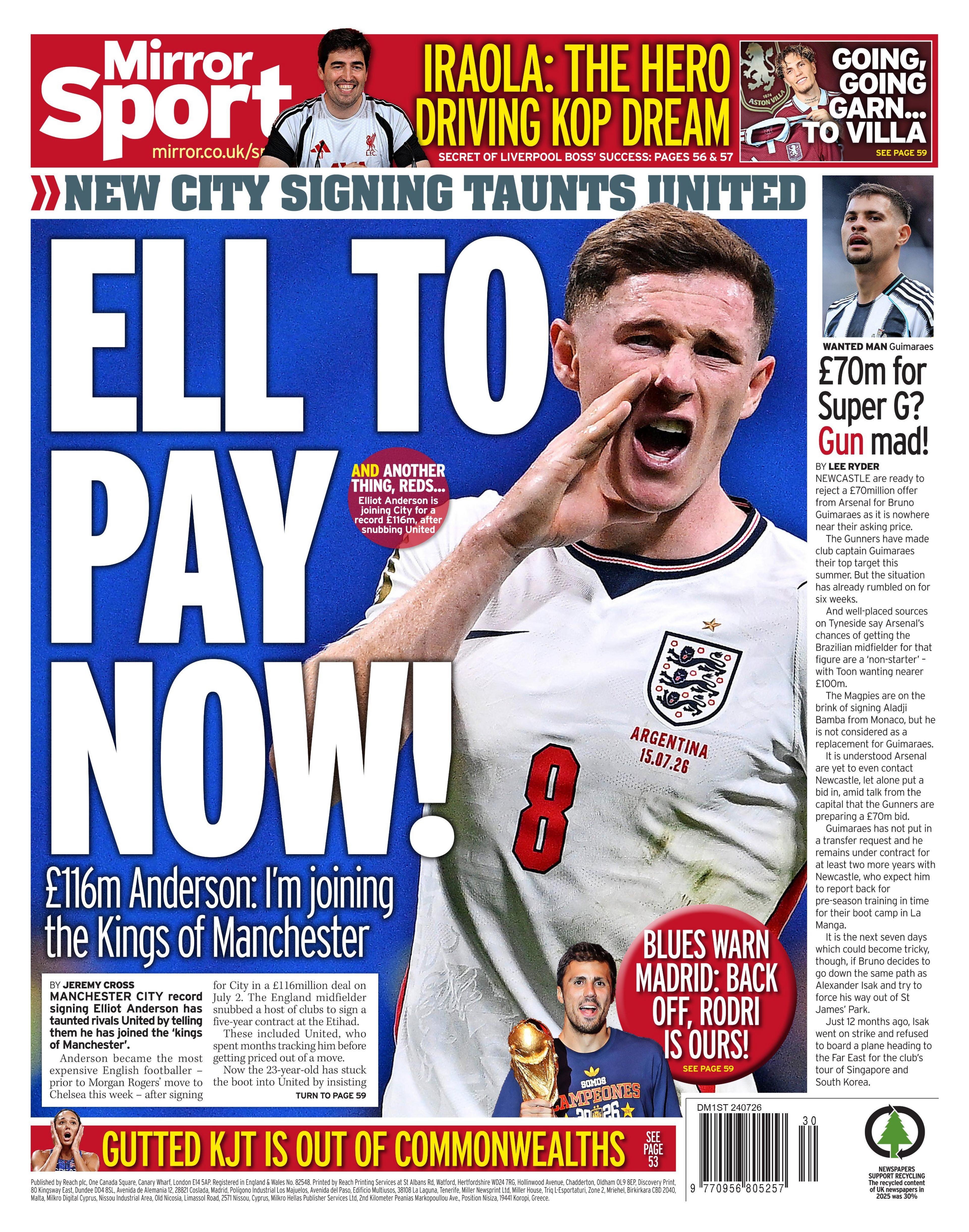 Mirror sports section