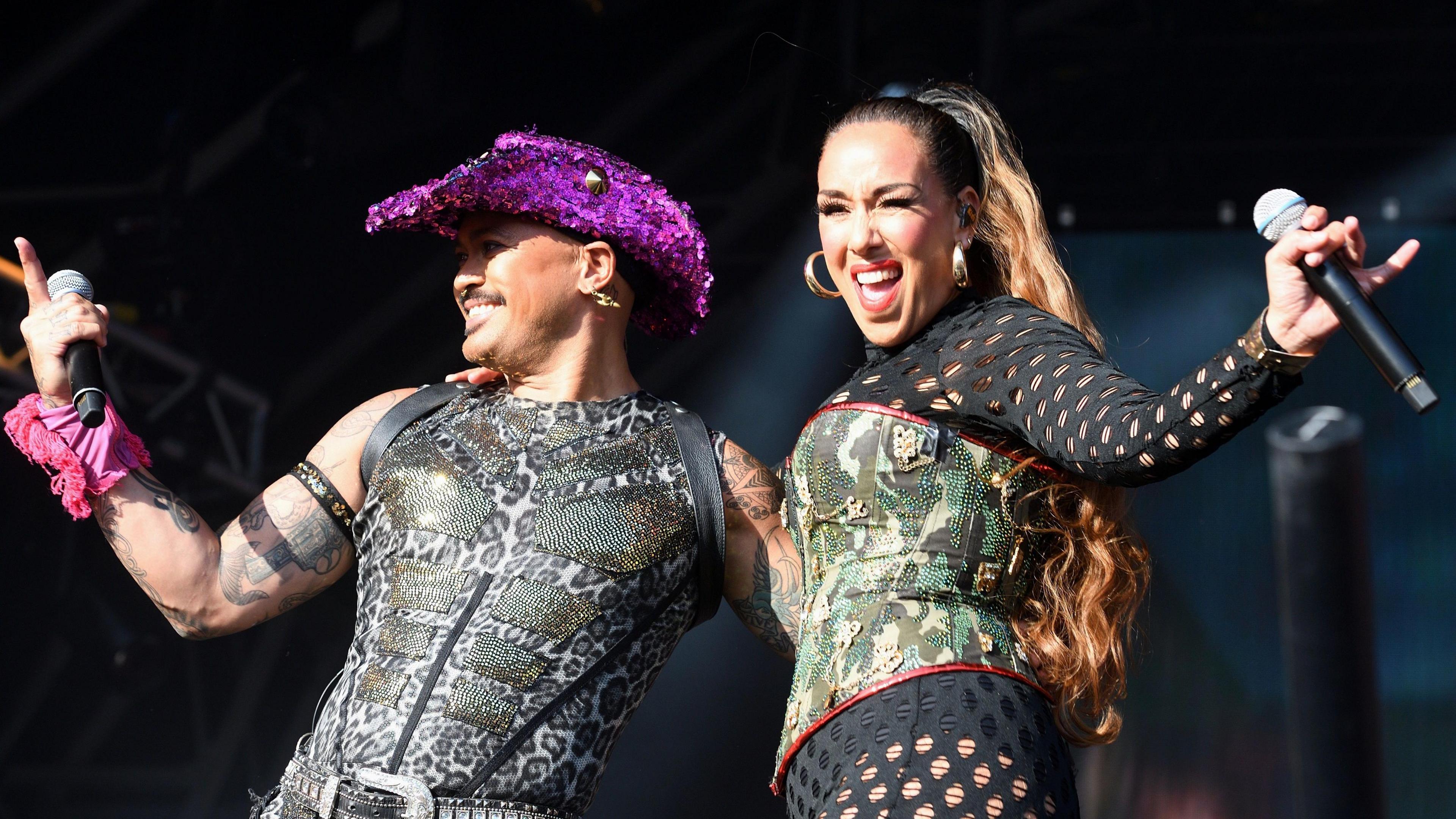 Kim Sasabone and Donny Latupeirissa perform on stage as Vengaboys.