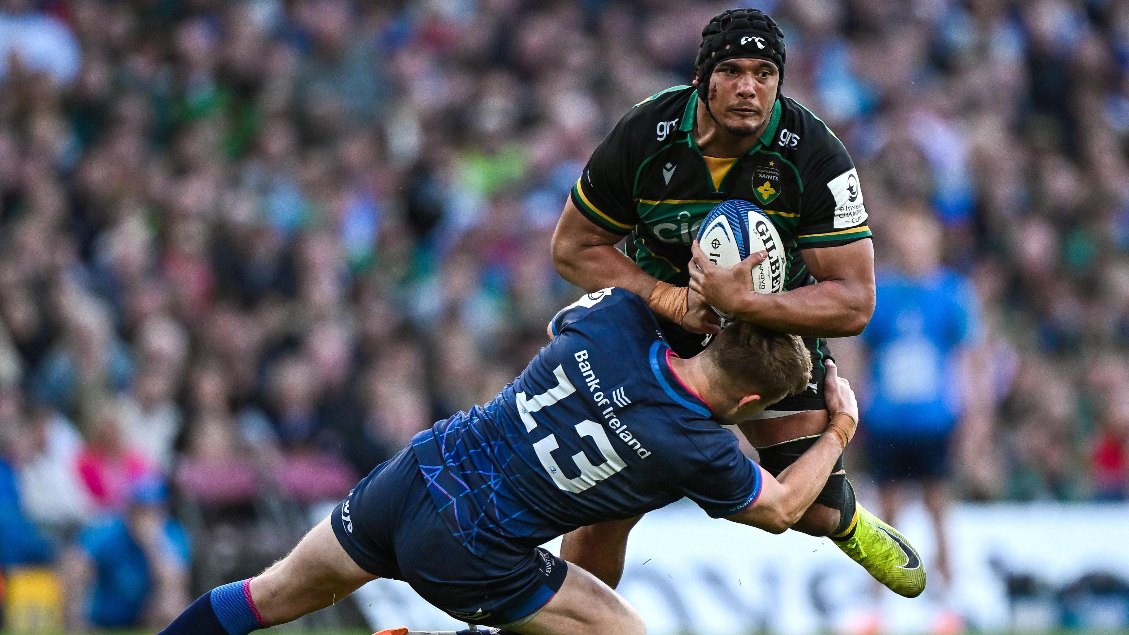 Juarno Agustus carries against Leinster in the Champions Cup semi-finals