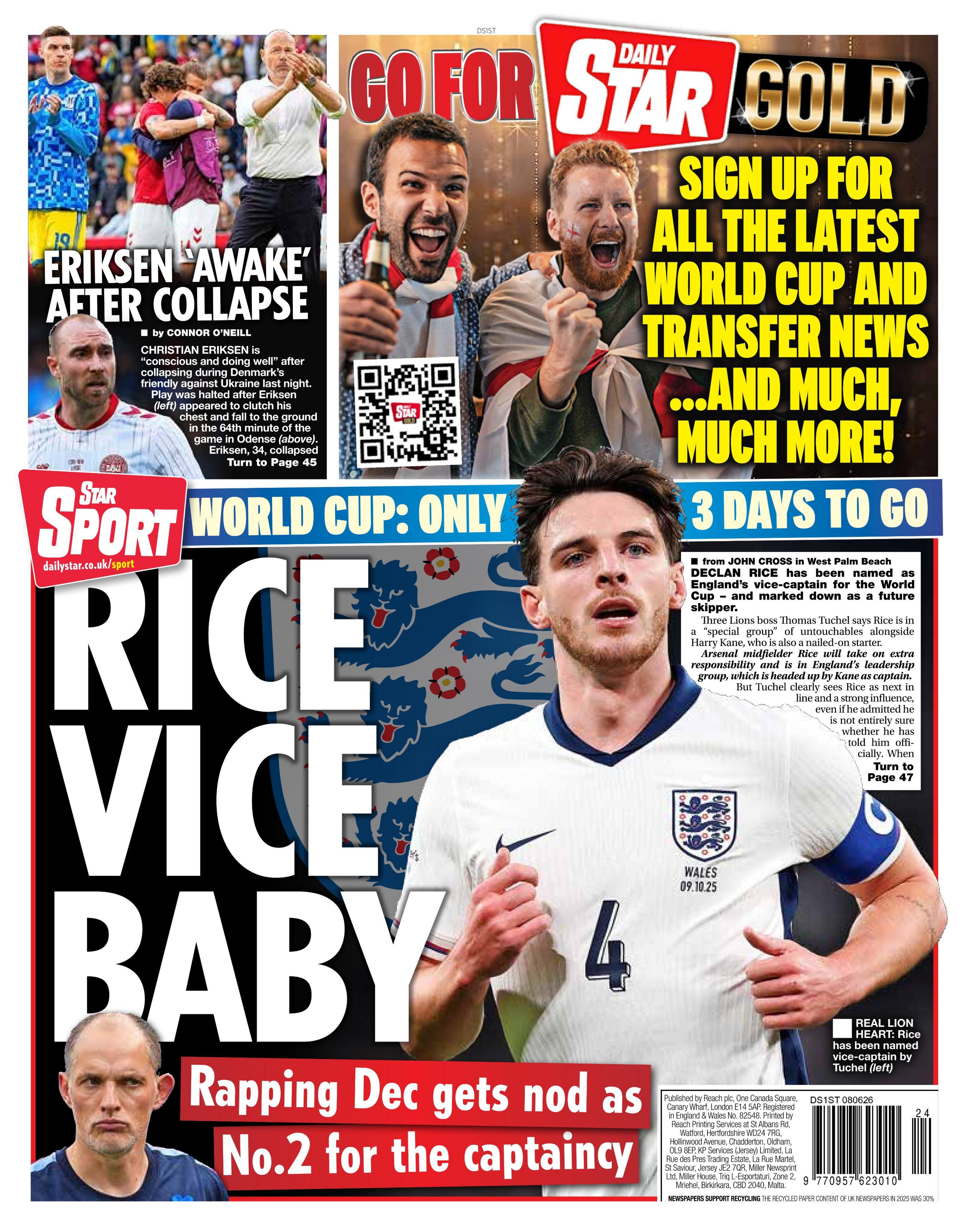 Back page of the Daily Star on 8 June 2026