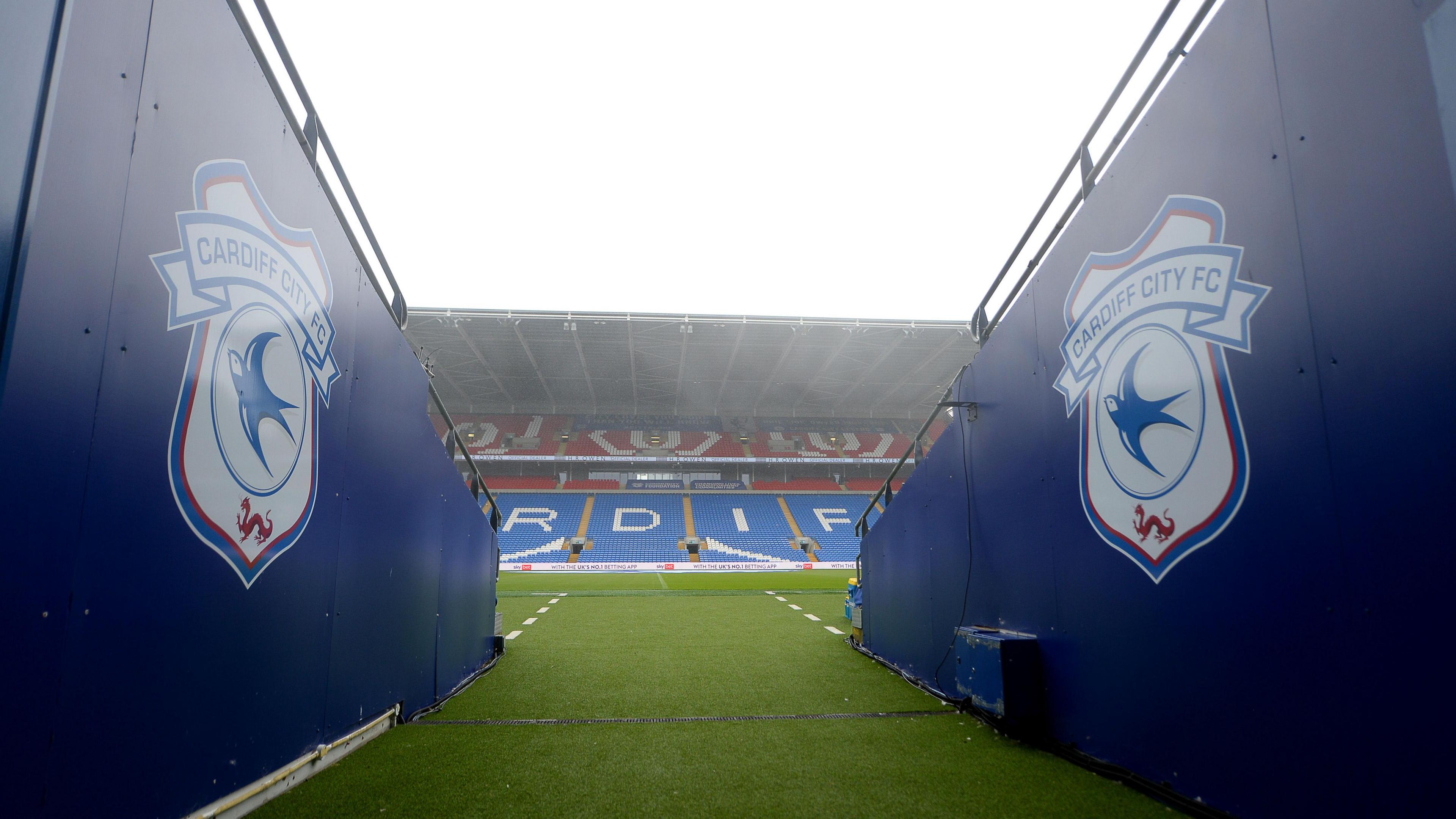 A view of Cardiff City Stadium taken from within the players' tunnel