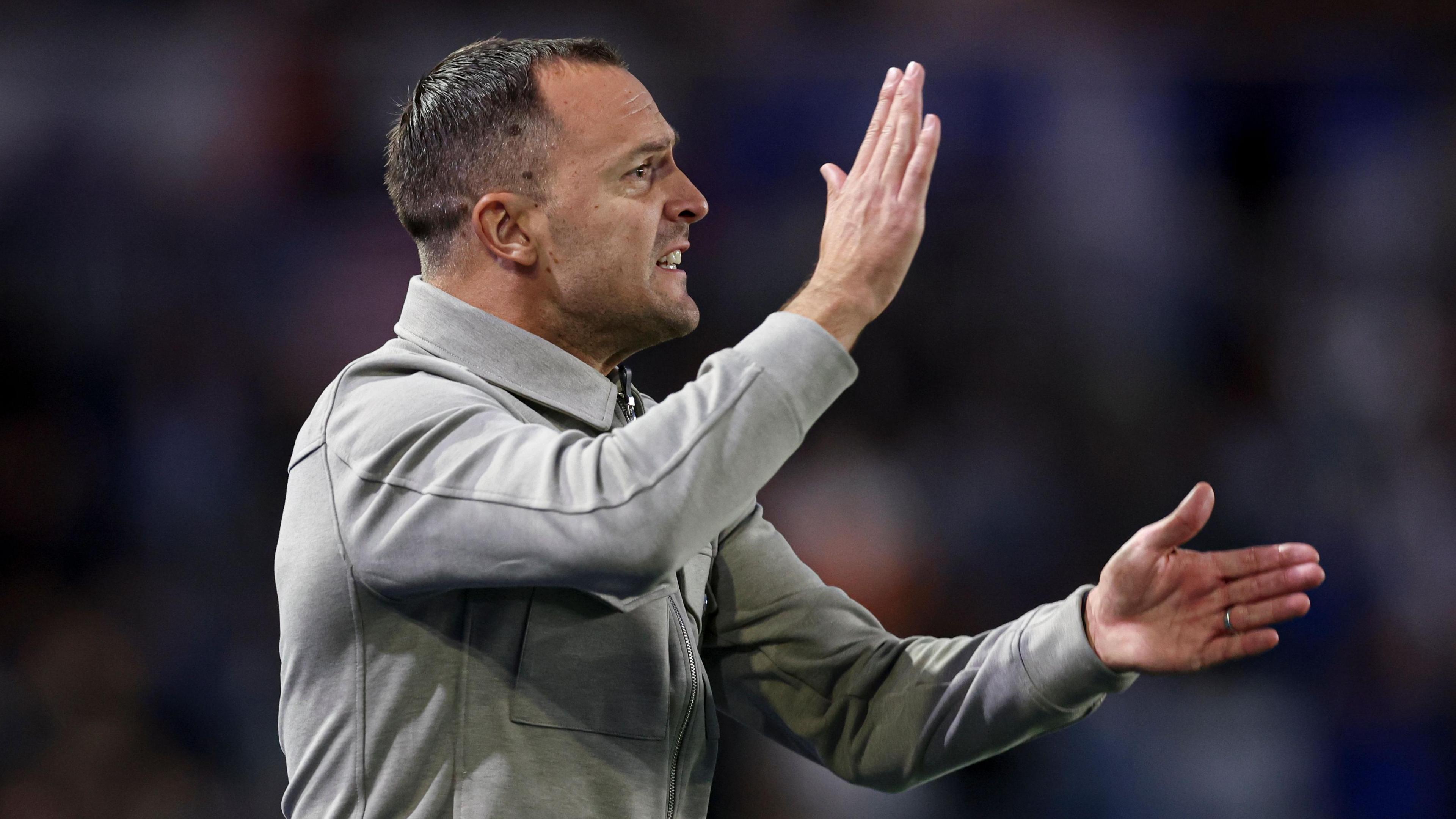 Birmingham City boss Chris Davies issues a command during Blues' 2-0 home friendly win over Rangers