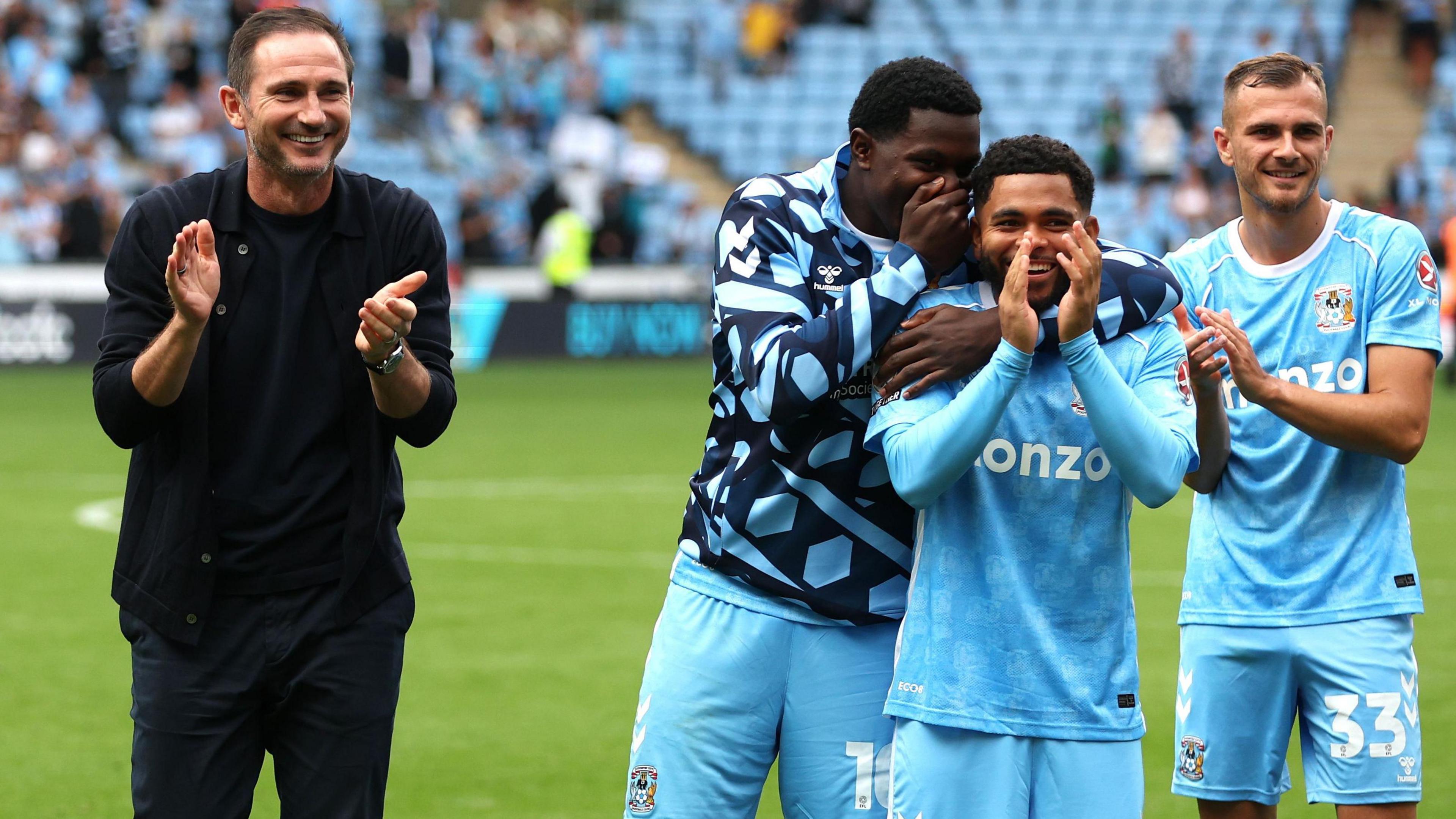 Coventry manager Frank Lampard celebrates after the win against QPR