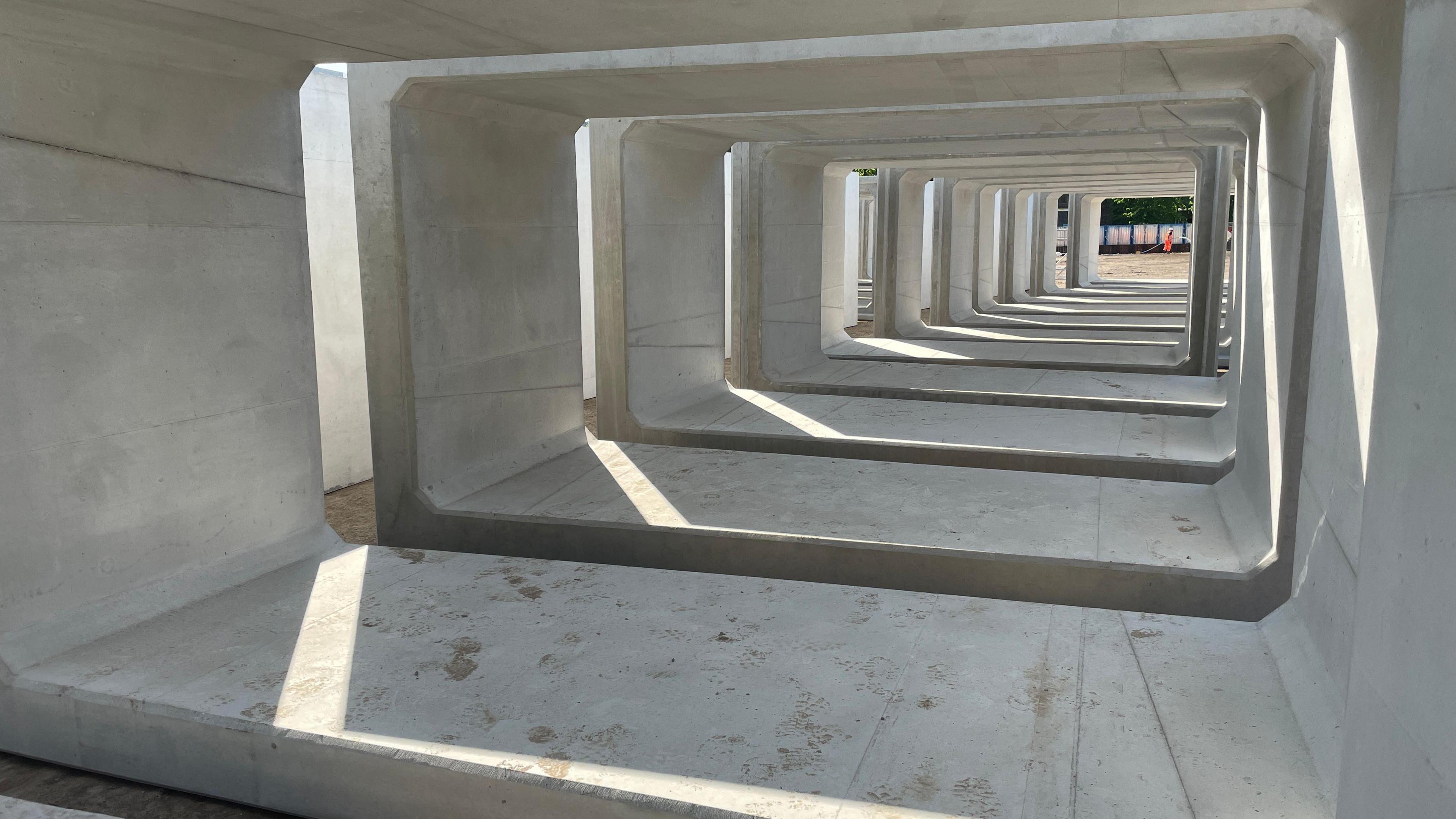 Pre-constructed concrete blocks for a tunnel