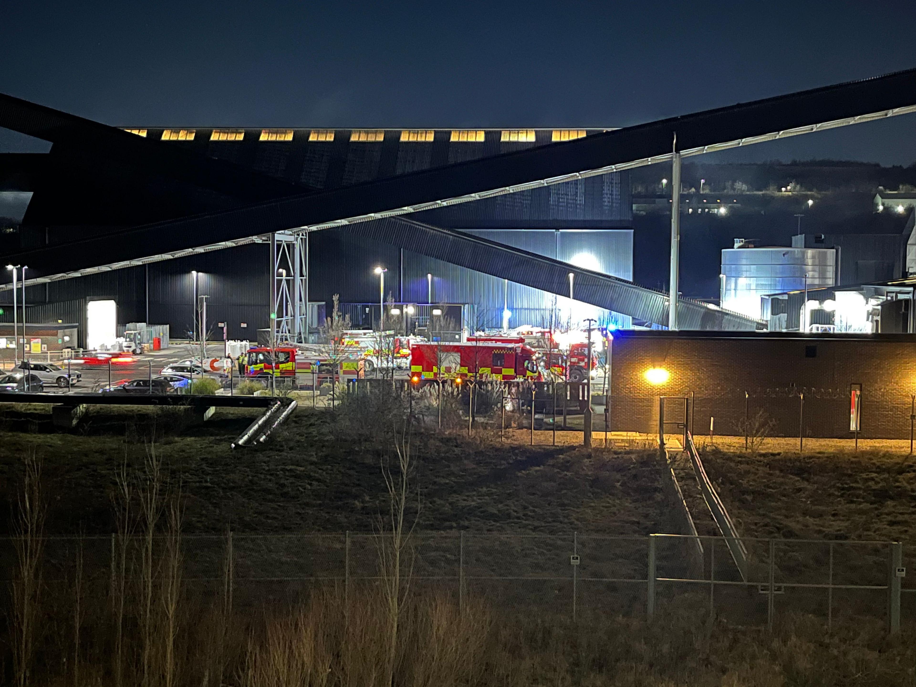 Fire engines at the Blackburn Meadows power station in Sheffield