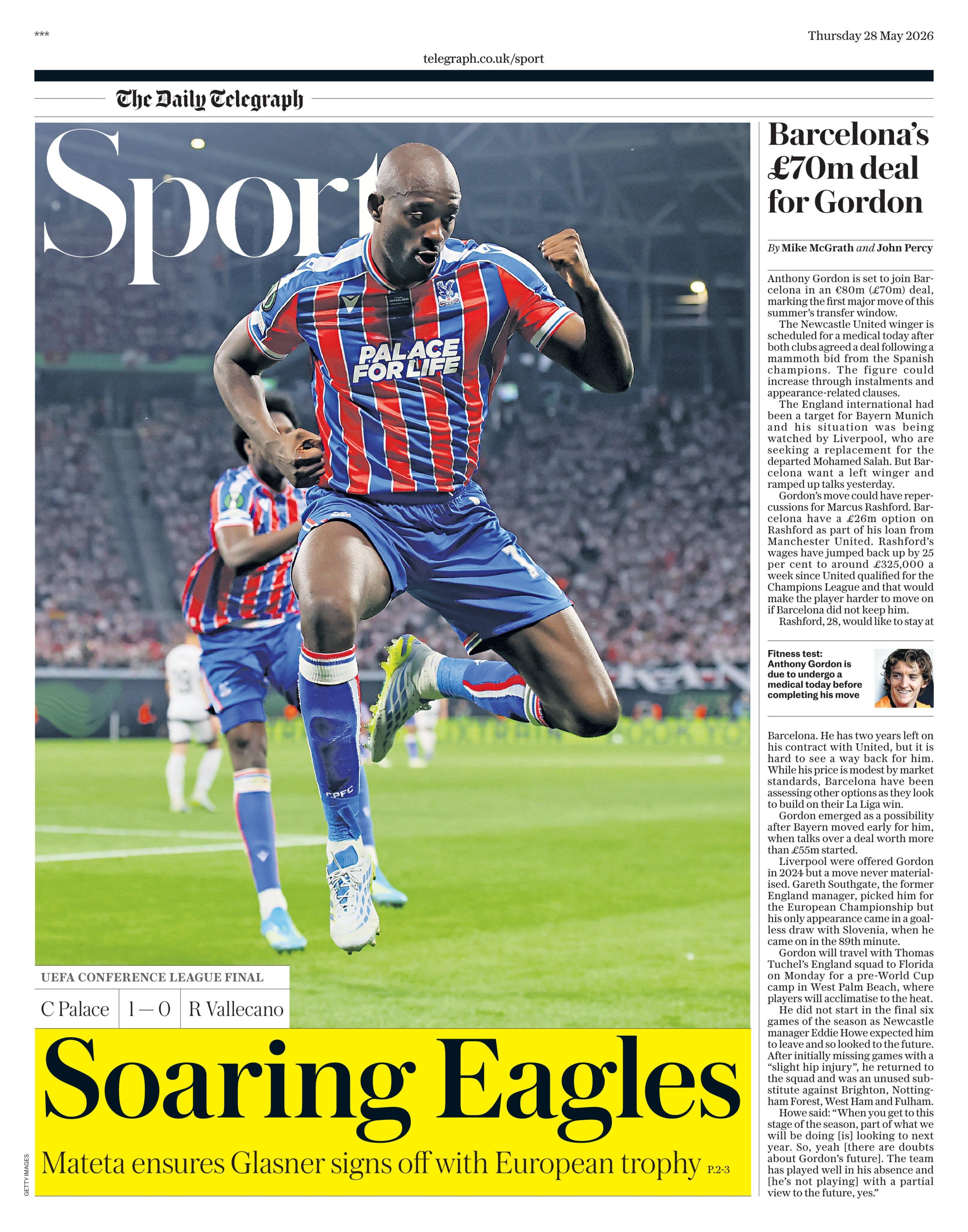 Telegraph sport page