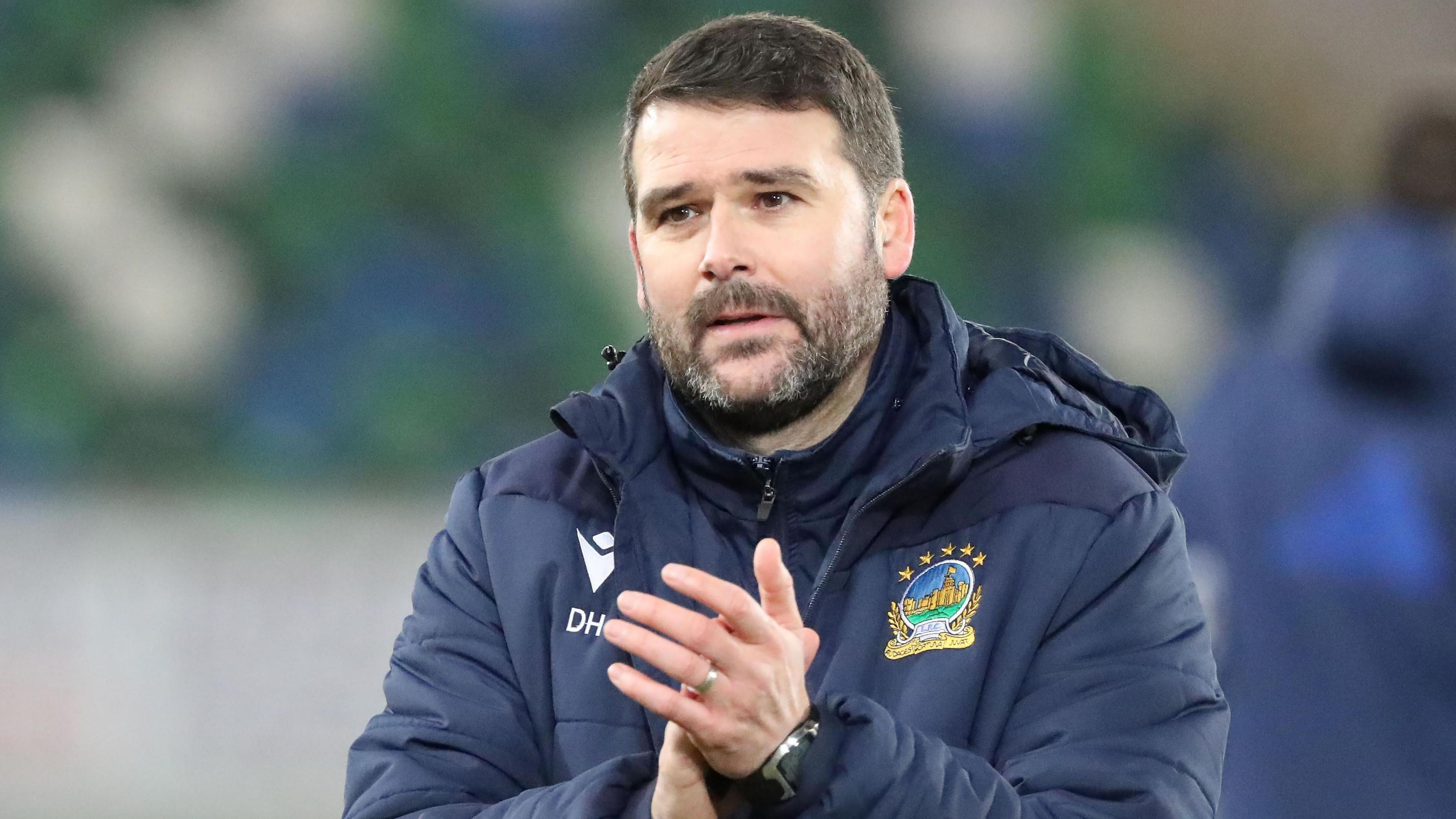 David Healy applauds the Linfield supporters after Saturday's win over Glenavon