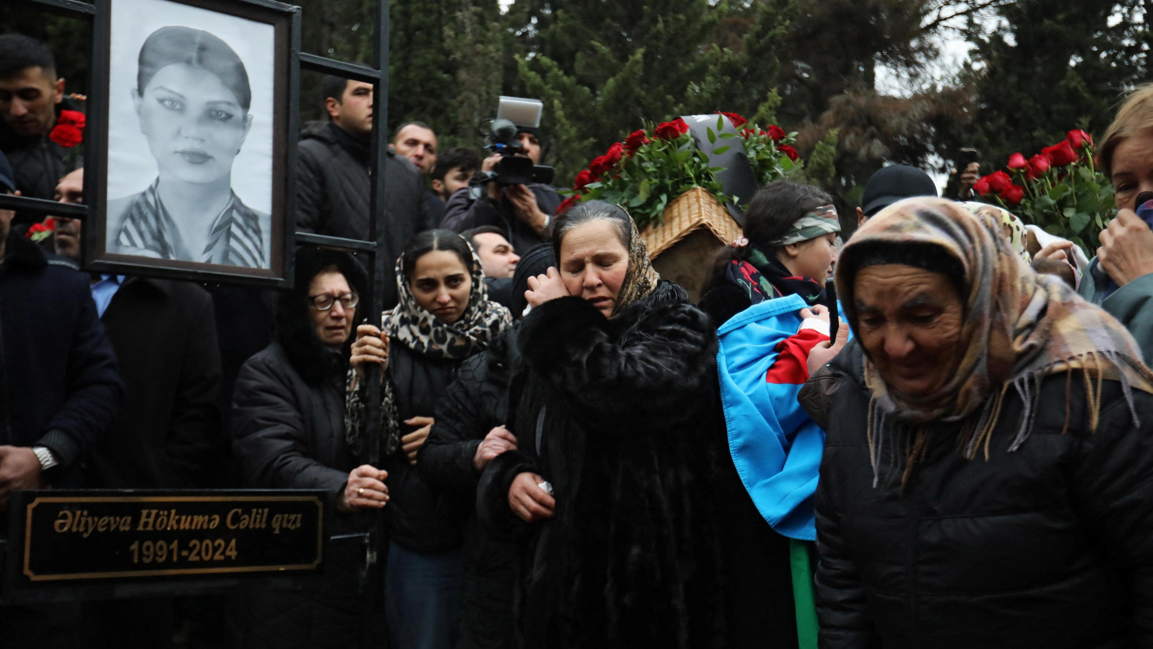 Funerals of a stewardess killed in the Azerbaijan Airlines plane crash
