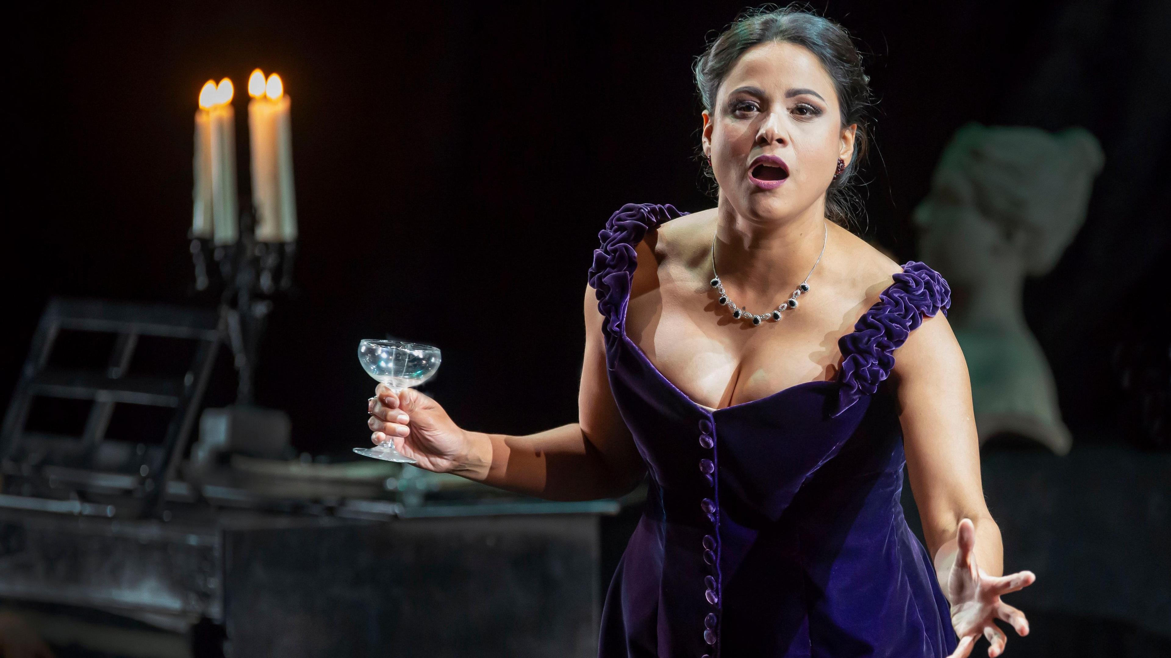 Stacey Alleaume as Violetta in the Welsh National Opera production of La Traviata in the Wales Millennium Centre.