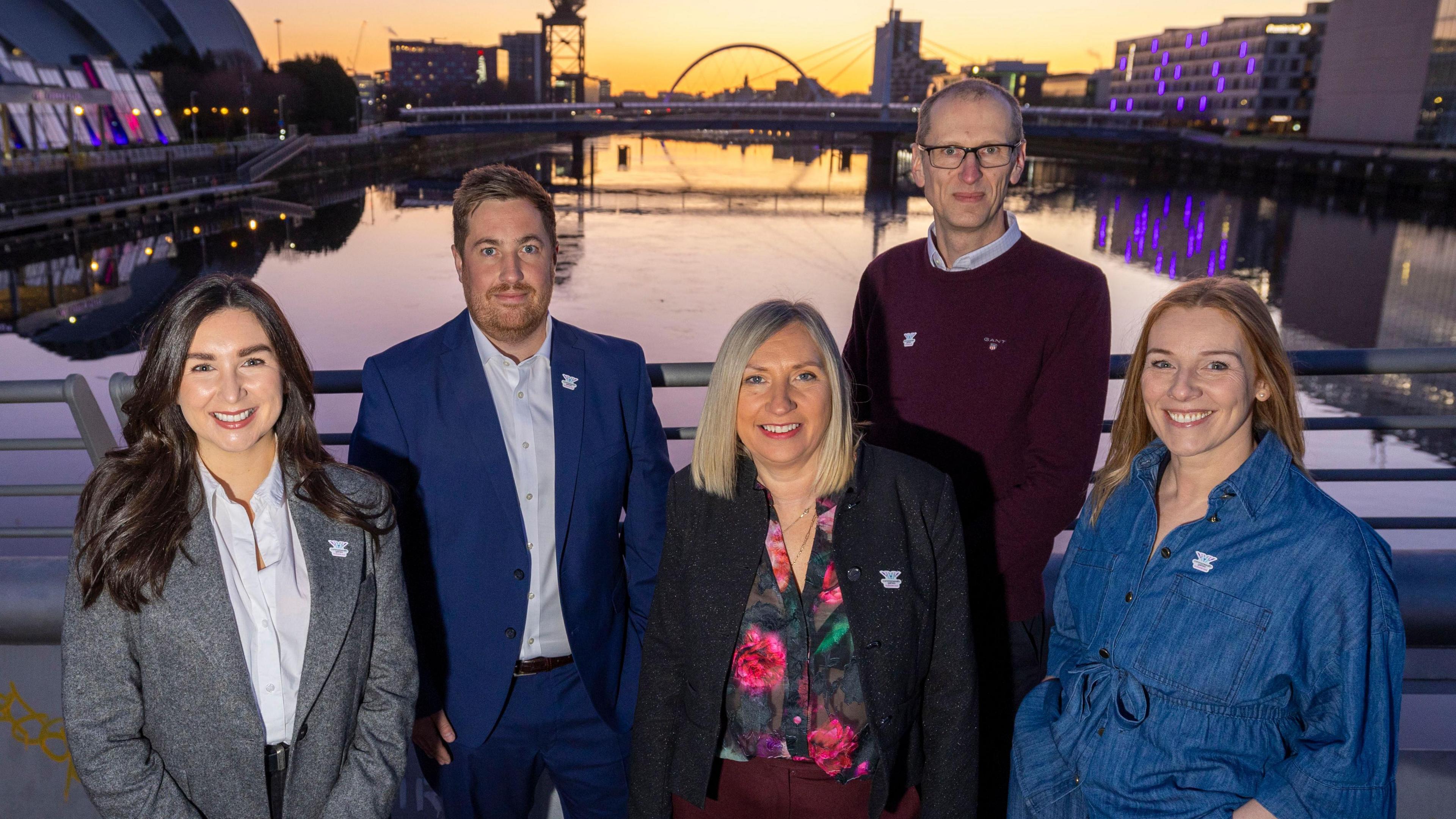 Glasgow 2026 executive team: L-R Jade Gallagher (chief operating officer, Phil Batty (CEO), Faye Shaw (corporate services), Martin Fitchie, Louisa Mahon (chief marketing and communications officer)