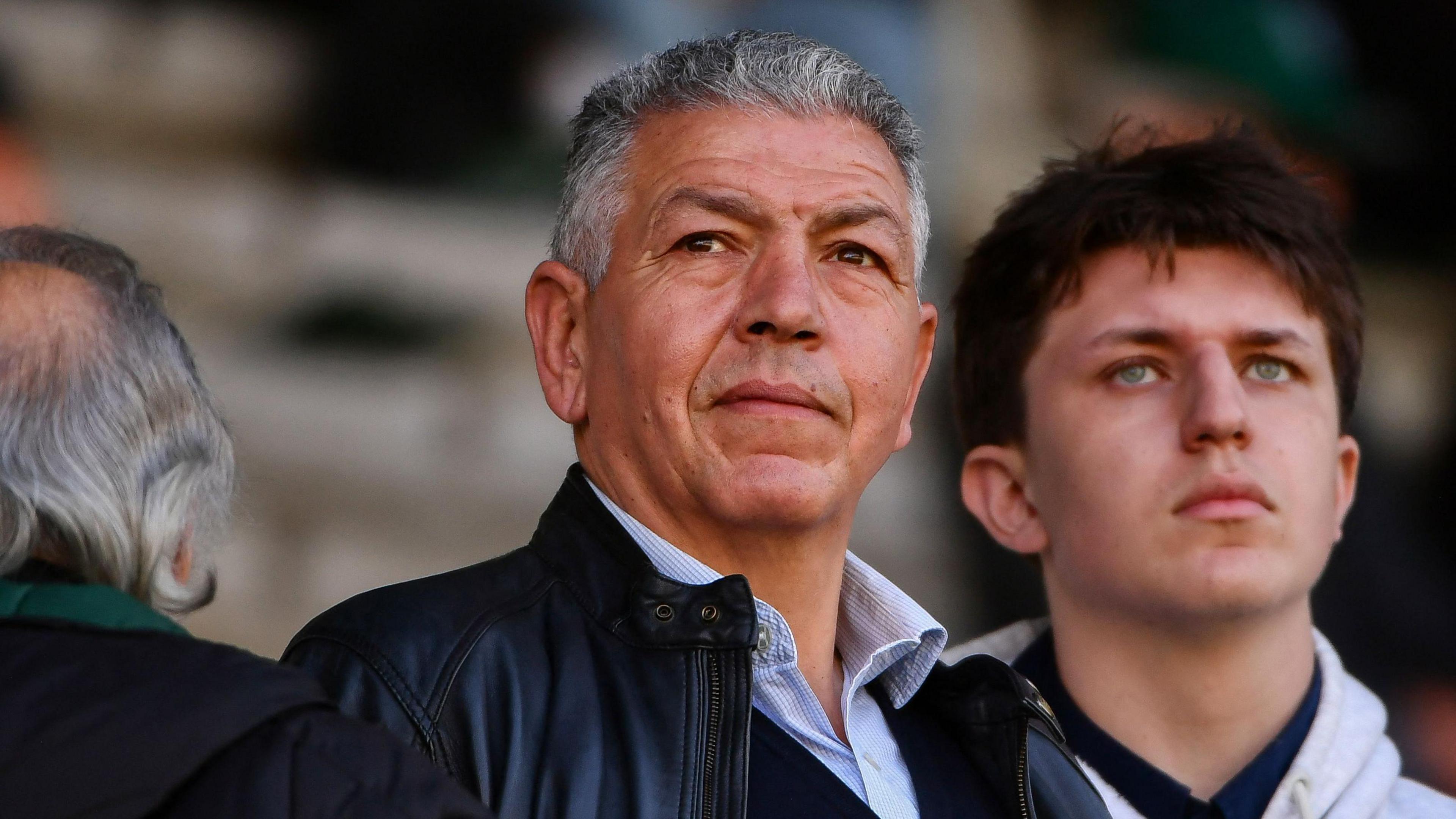 Abdelatif Benazzi in the stands at a Top 14 match