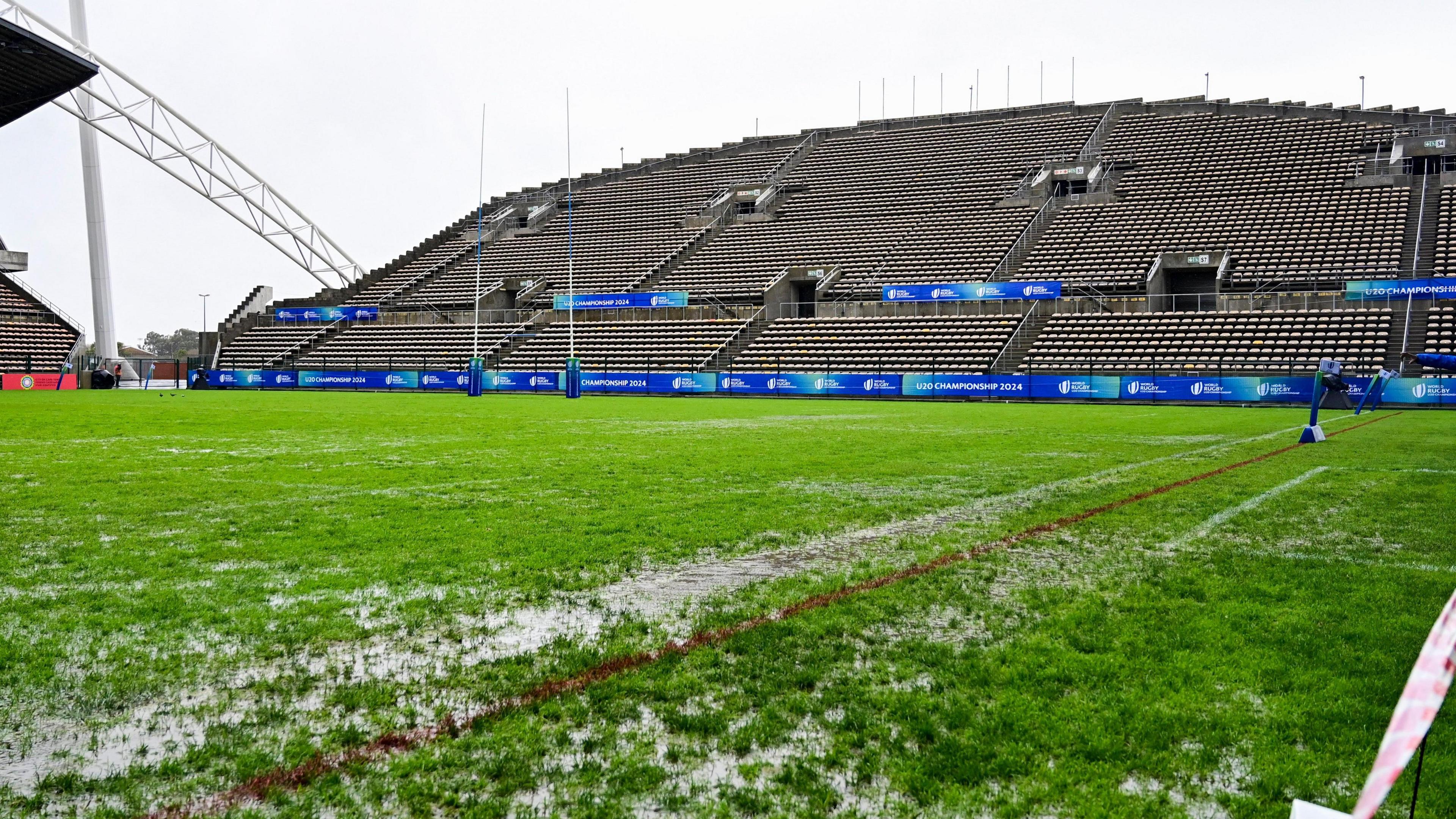 Athlone Stadium's waterlogged pitch