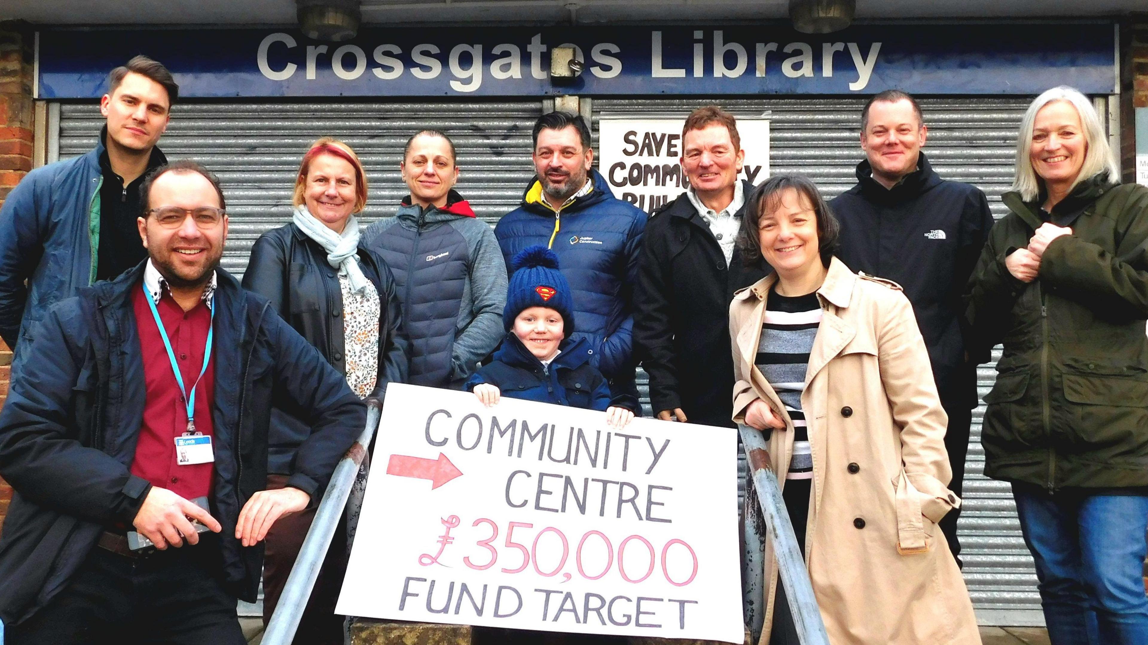 Campaigners outside Crossgates Library in Leeds