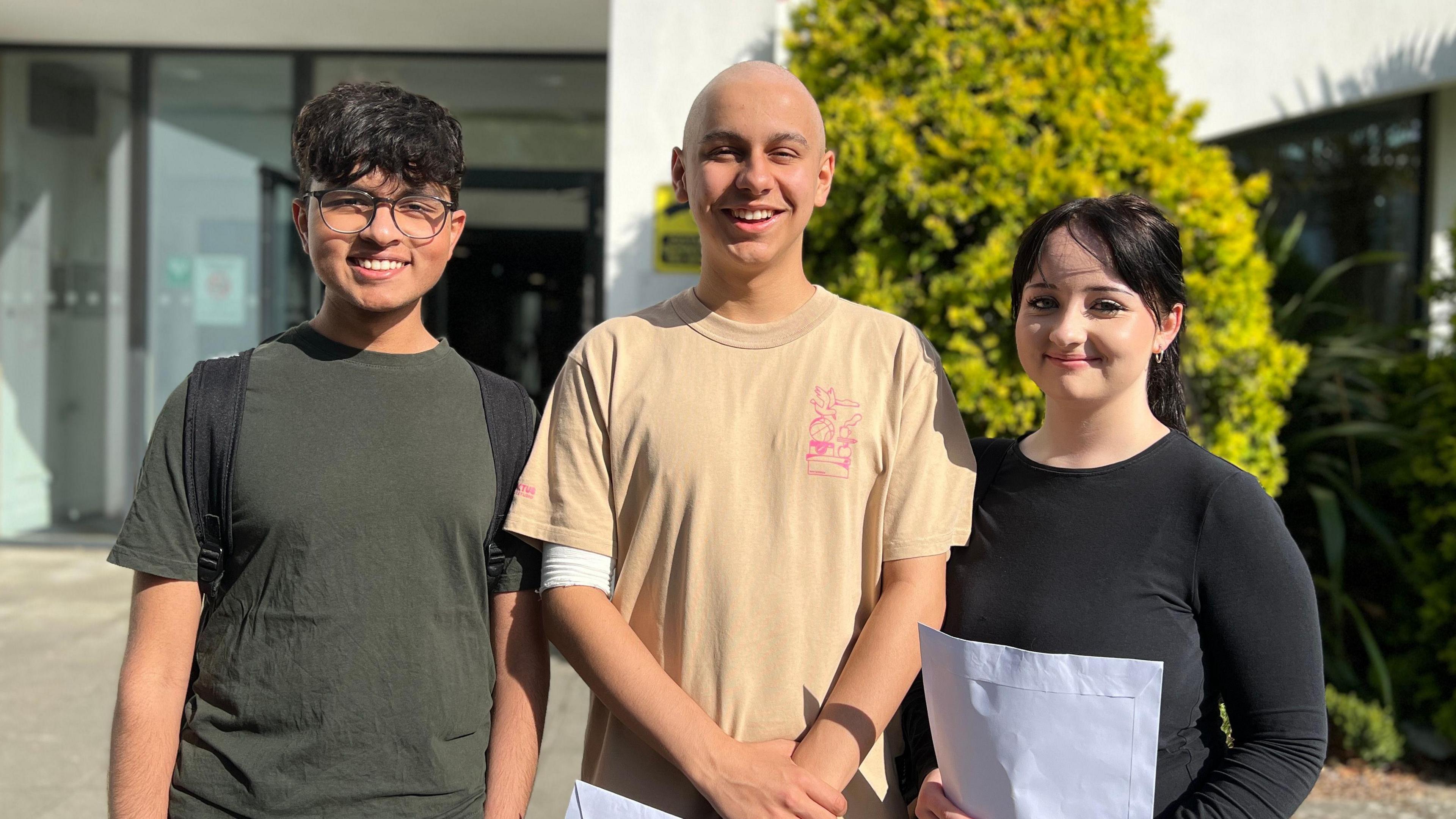 Ashhad, Chris and Lauren at Hautlieu School