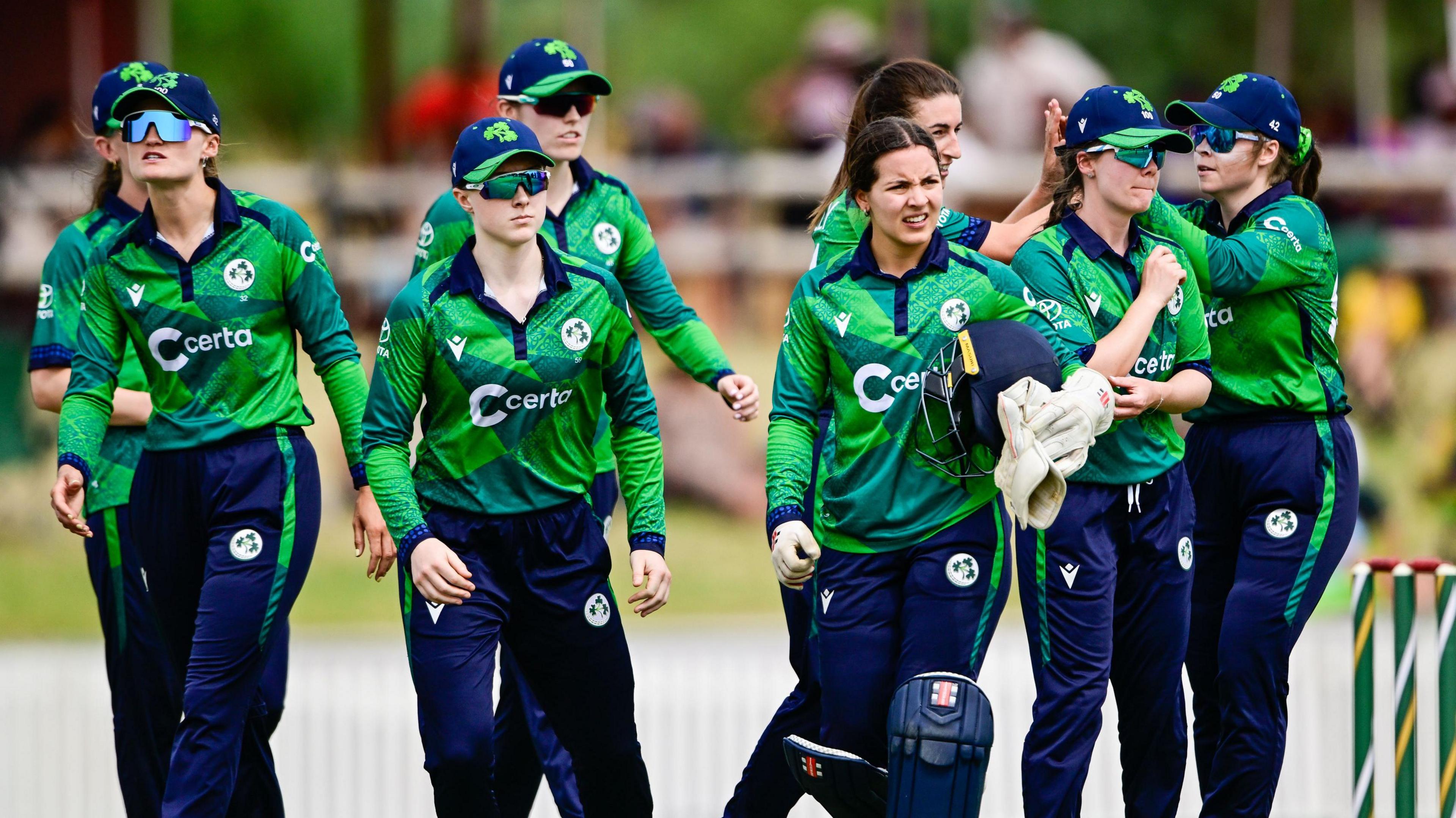 The Ireland cricket team during their defeat in the second T20 with South Africa
