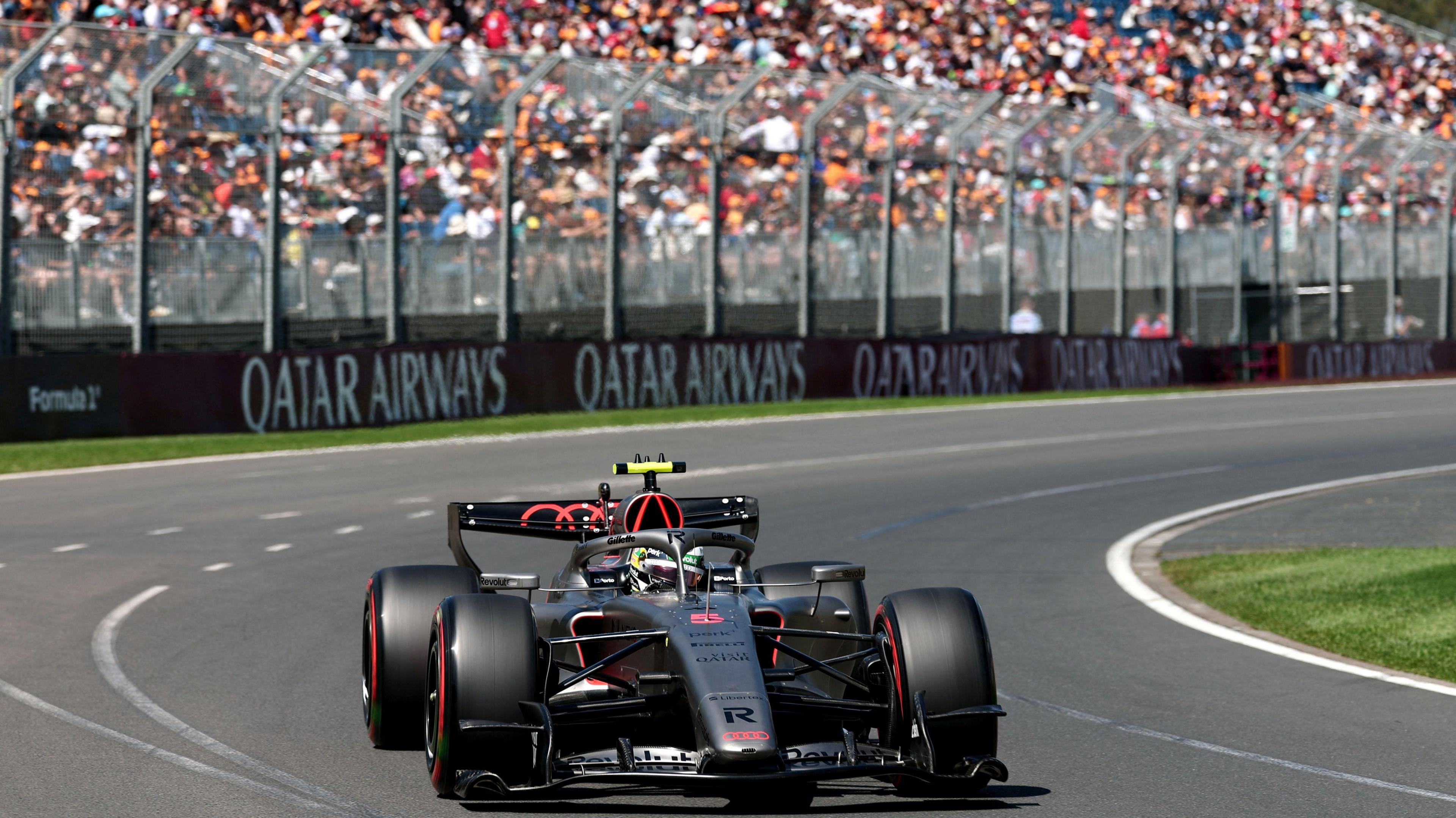 Gabriel Bortoleto driving the Audi during Australian Grand Prix first practice