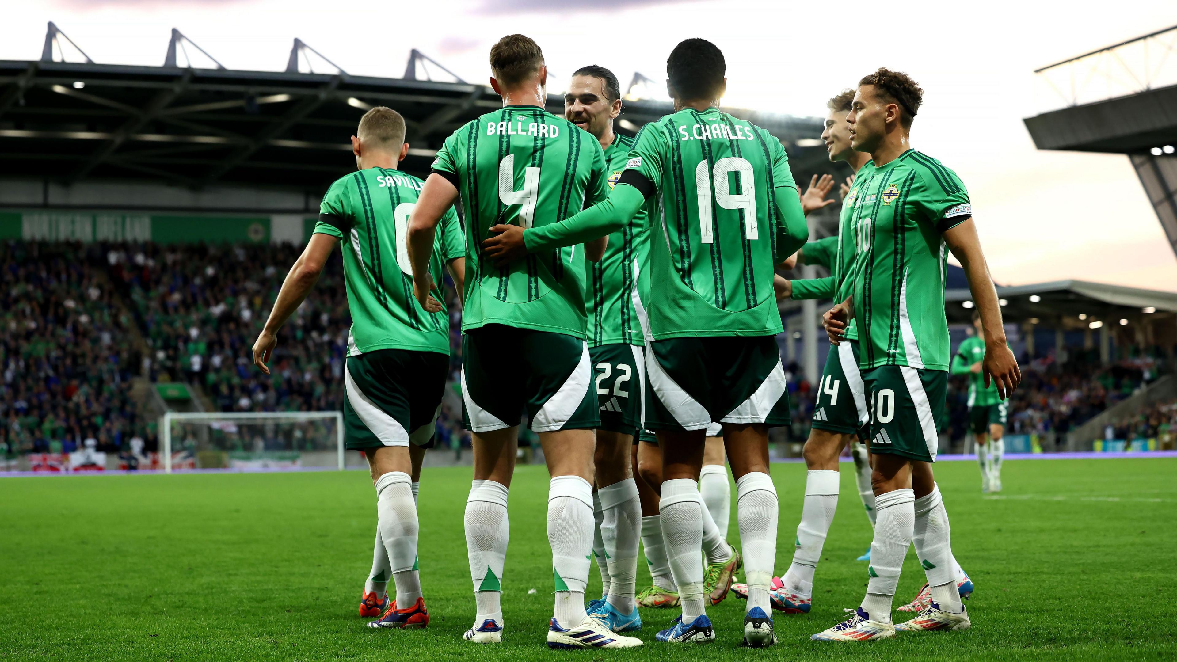 Dan Ballard celebrates his goal with his team-mates