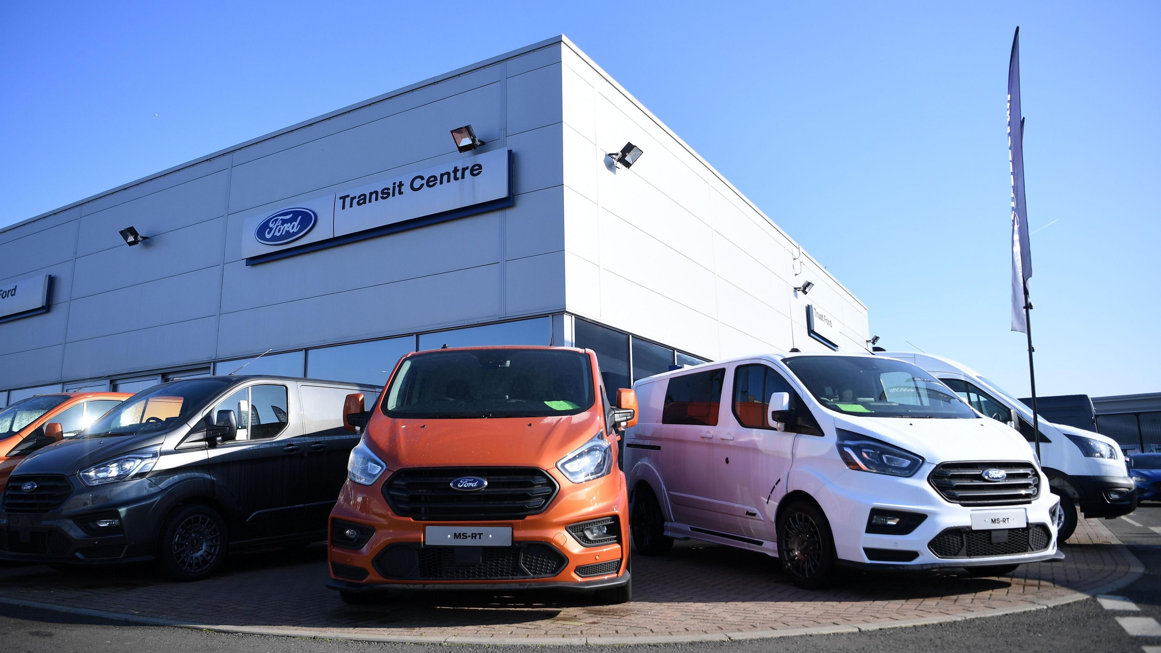 Ford vehicles at a Ford Transit centre in London, Britain, 14 February 2023