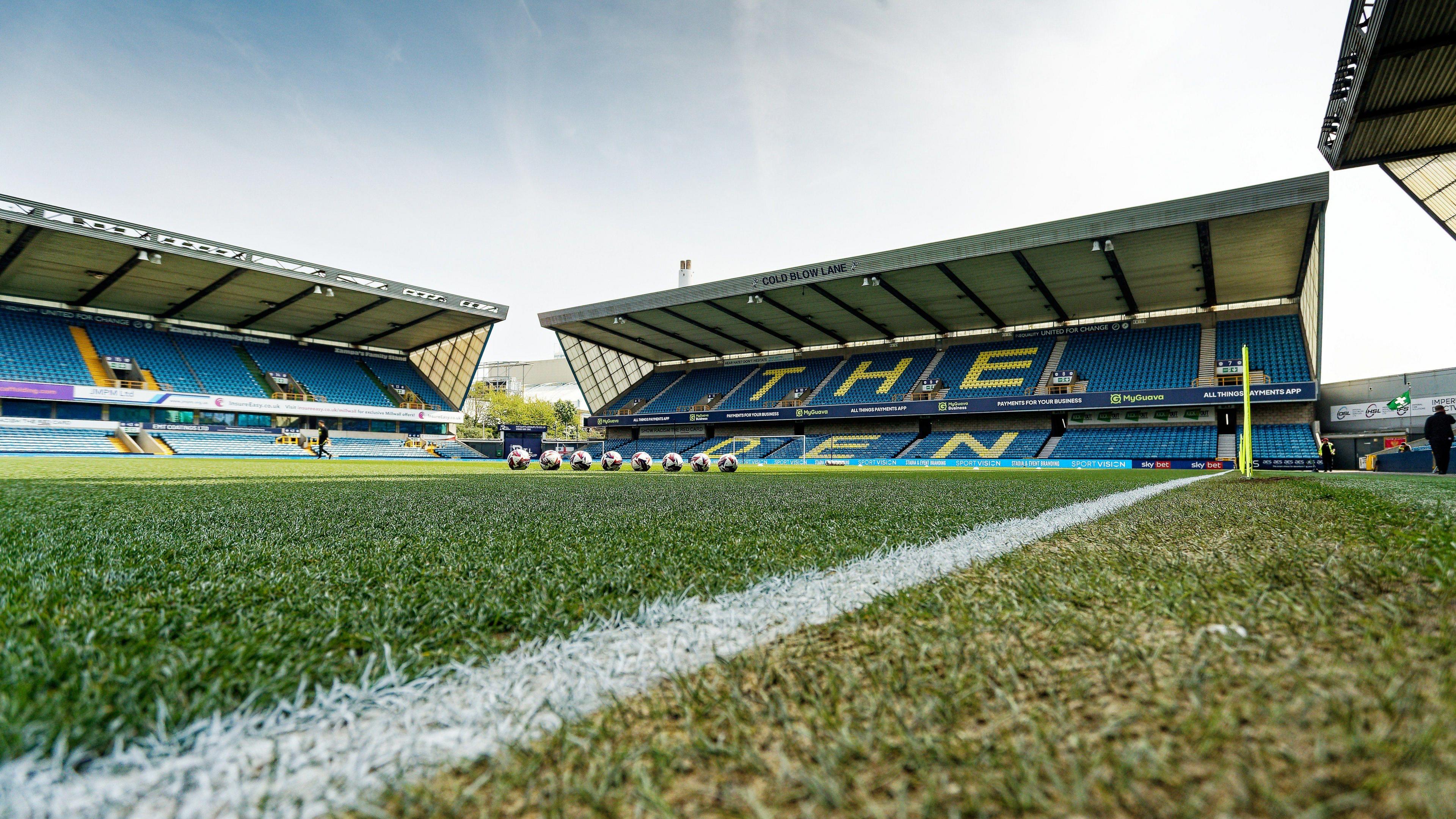 A general view of The Den; Millwall's home stadium