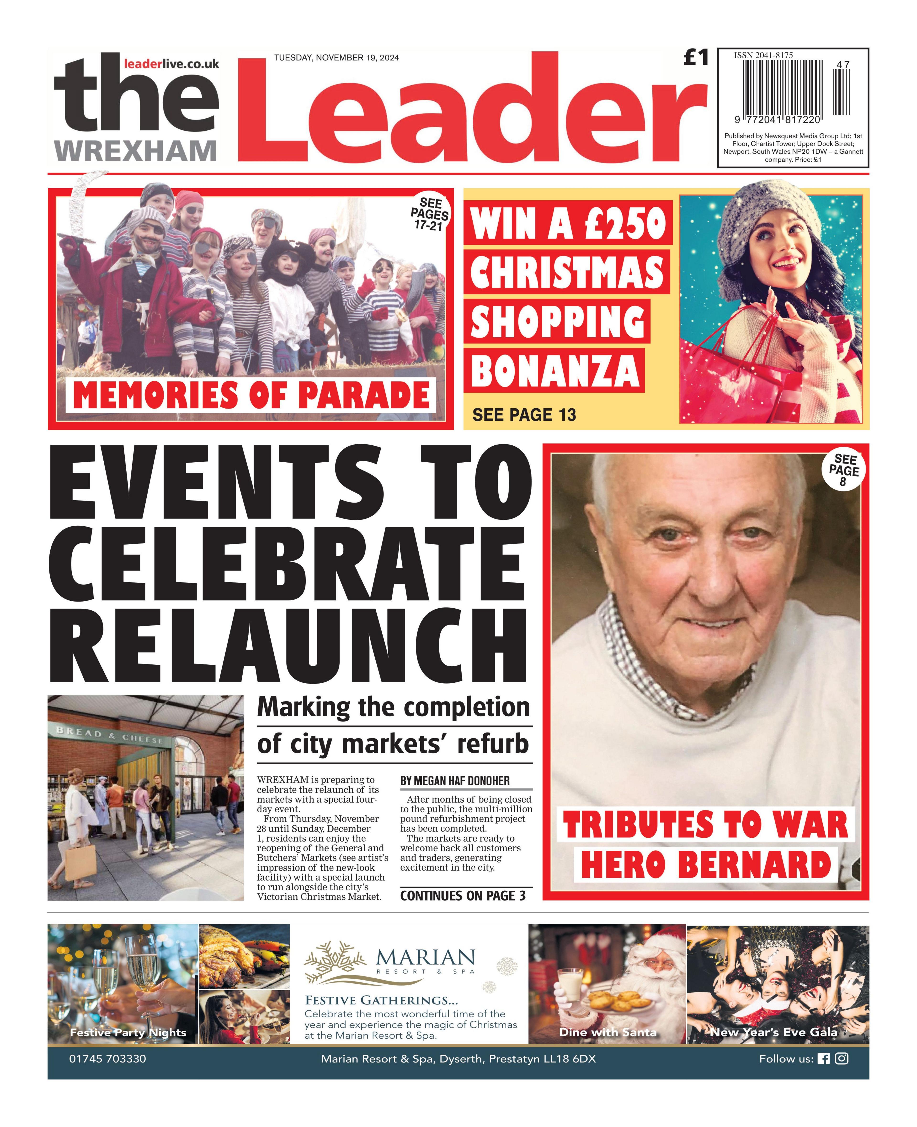 Front page of the Wrexham Leader