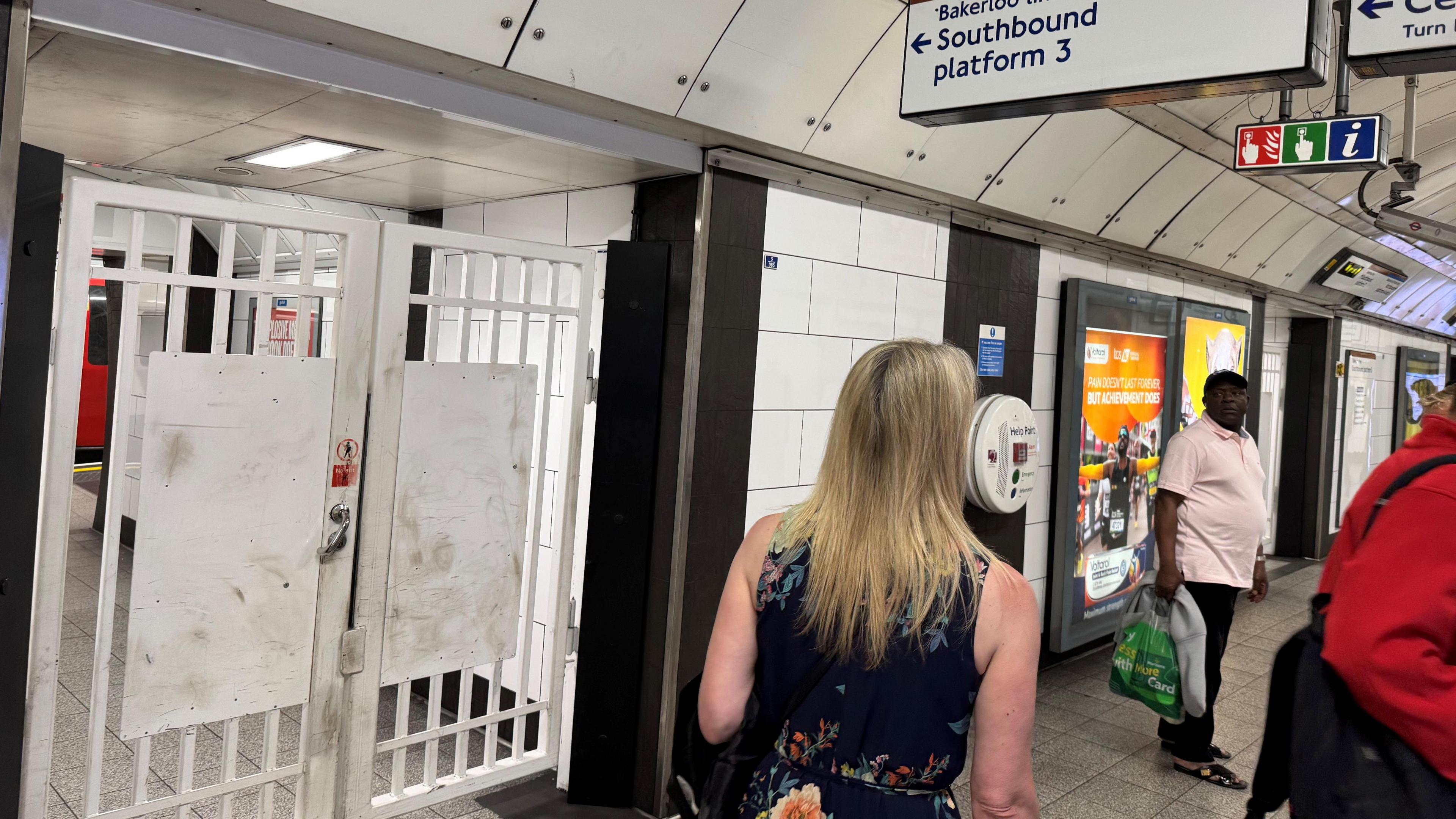 Closed gates inside Oxford Circus station
