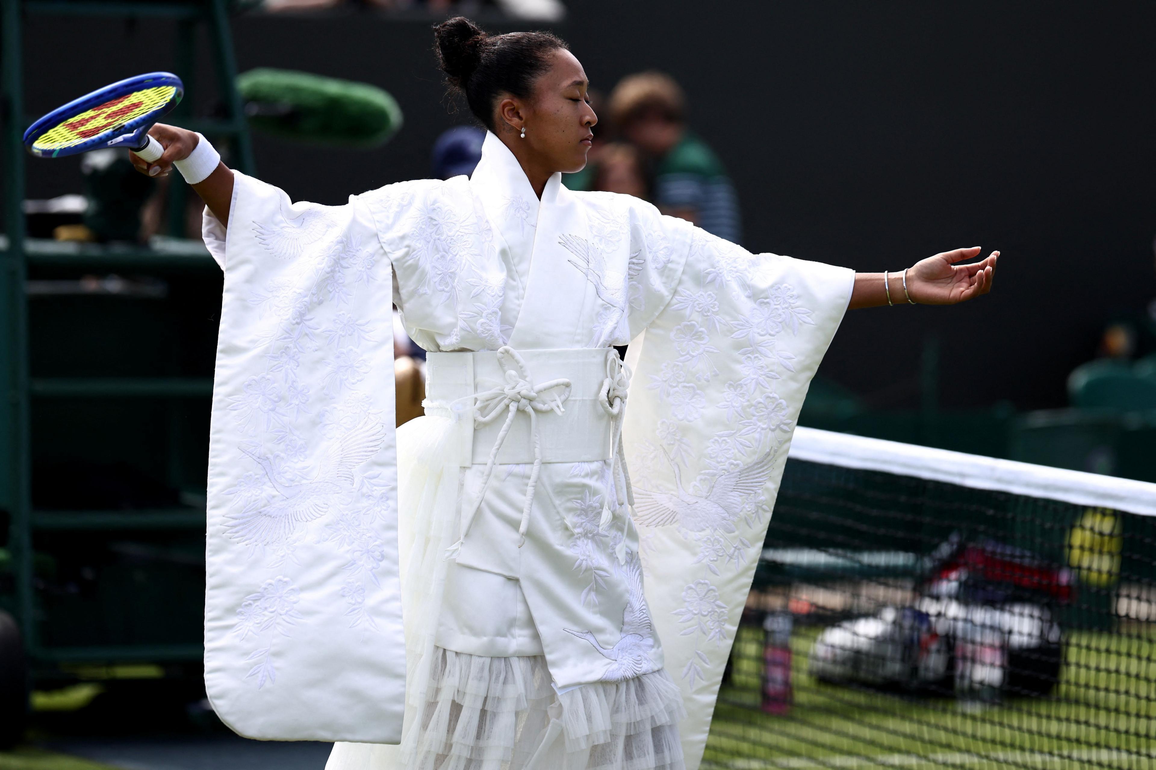 Naomi Osaka wearing kimono before first round