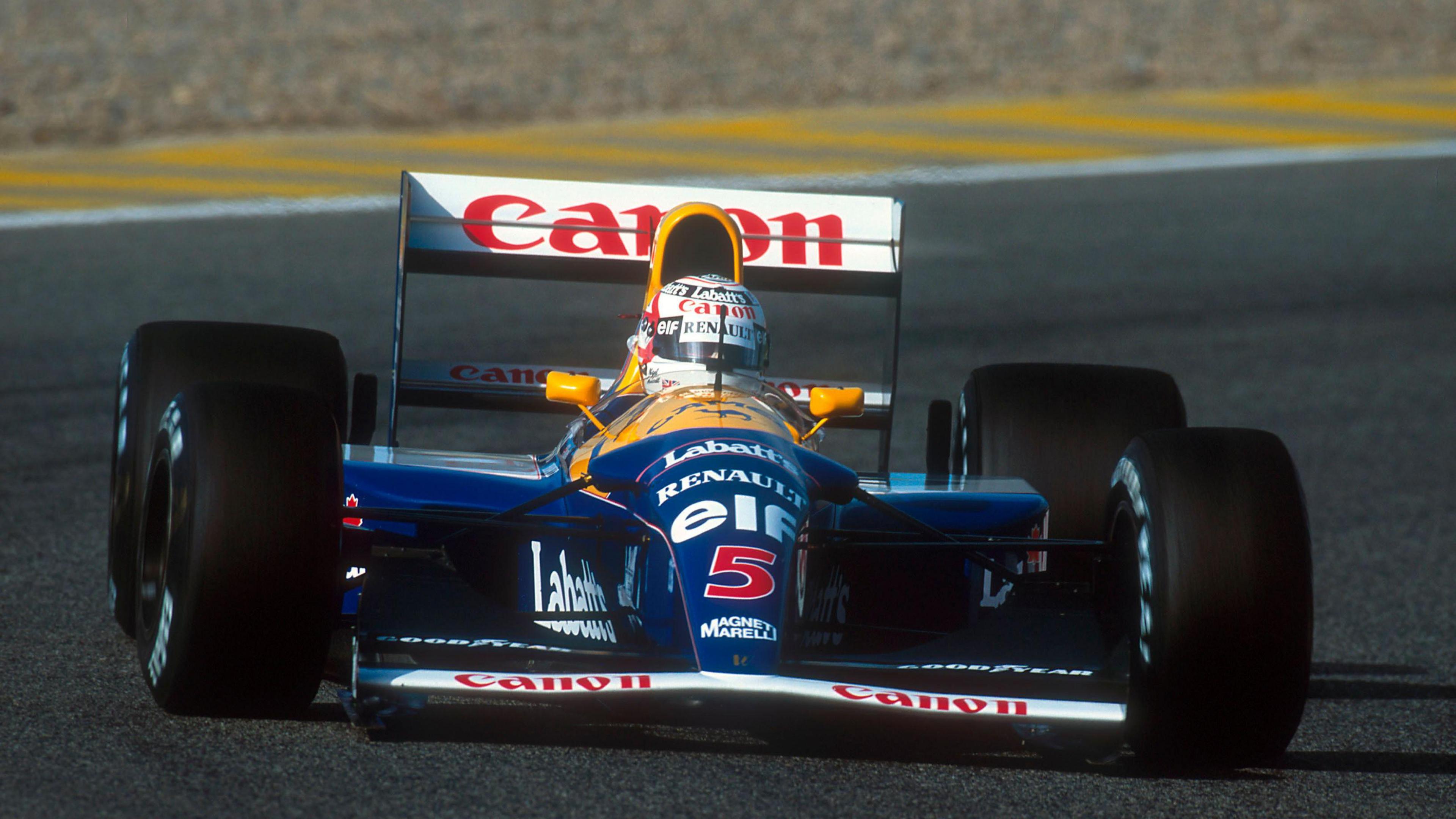 Nigel Mansell in the Williams FW14B at the 1992 Portuguese Grand Prix