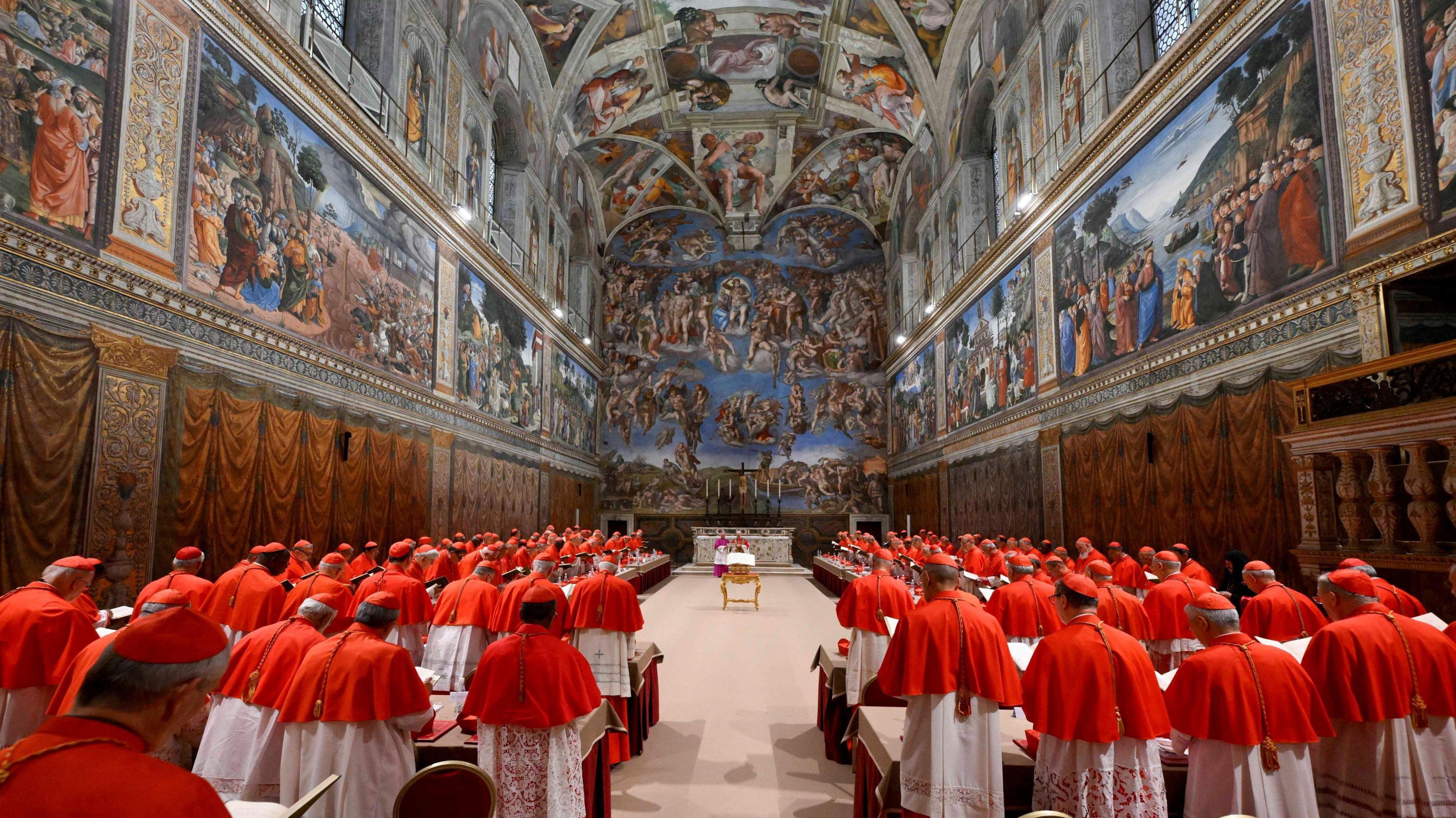 Cardinals gathered in the Sistine Chapel in the Vatican