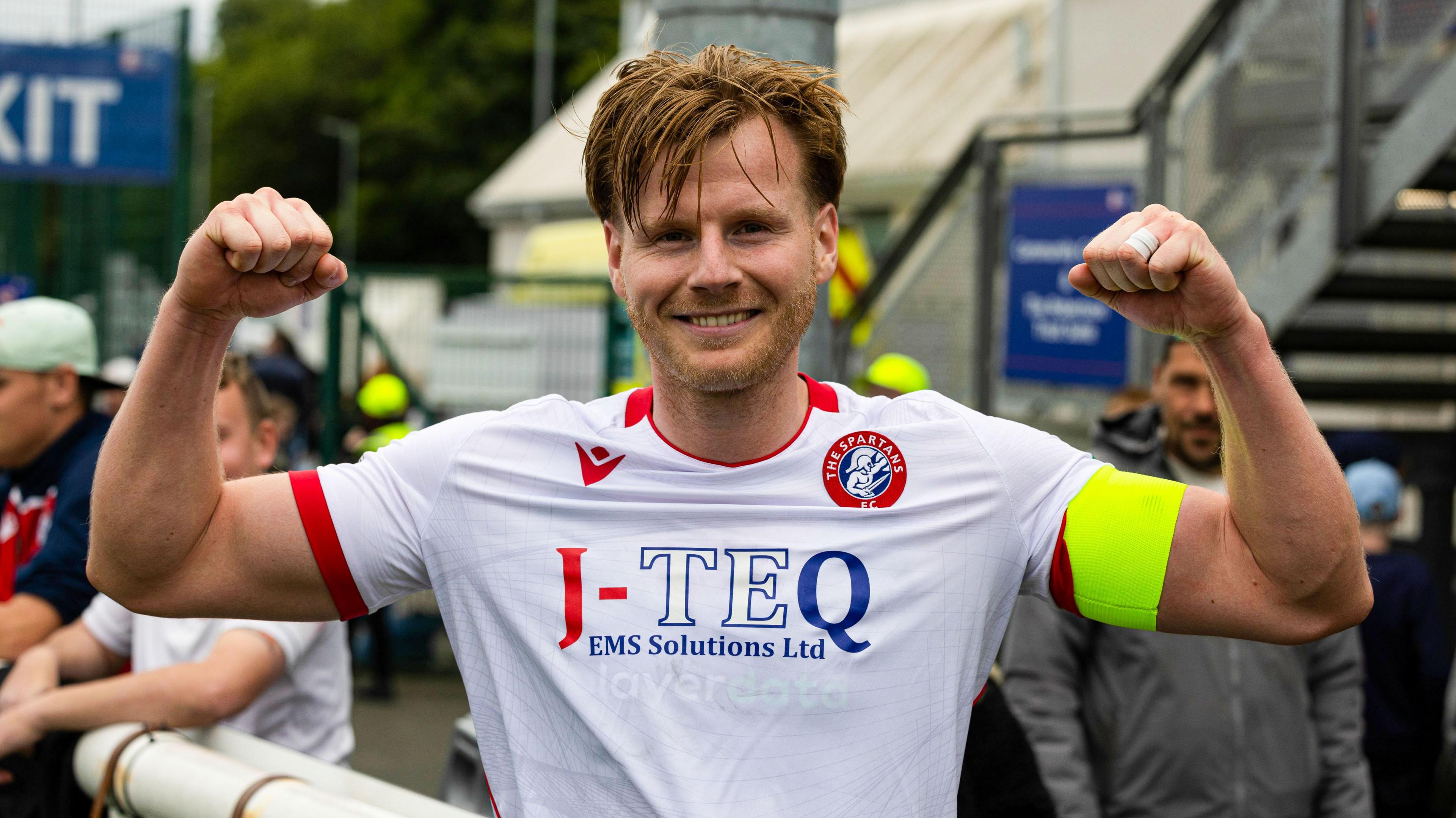 The Spartans striker Blair Henderson celebrates after his goal seals a win for the Edinburgh club against Scottish Premiership side Ross County