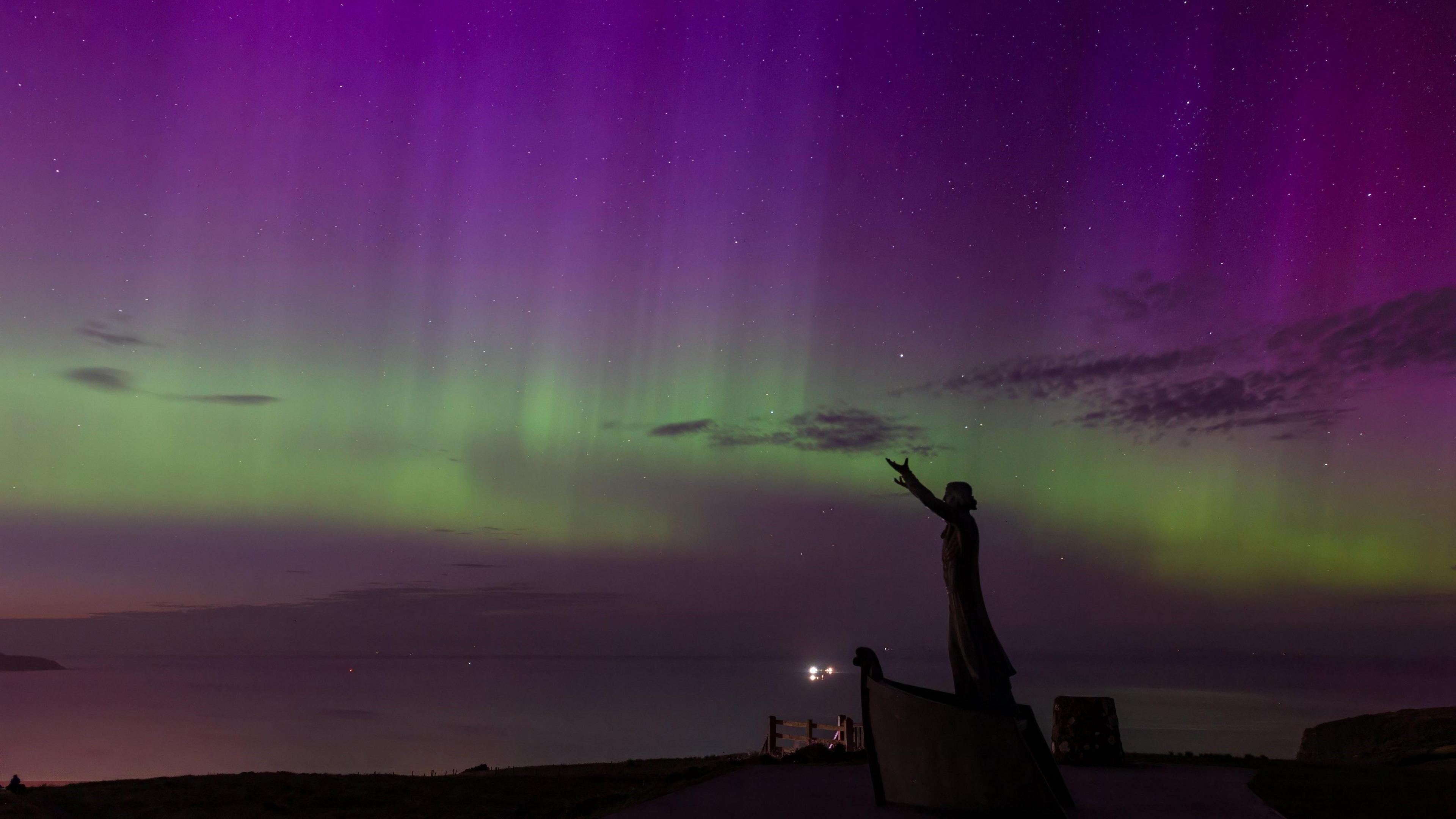 Northern Lights in in Binevenagh, County Londonderry