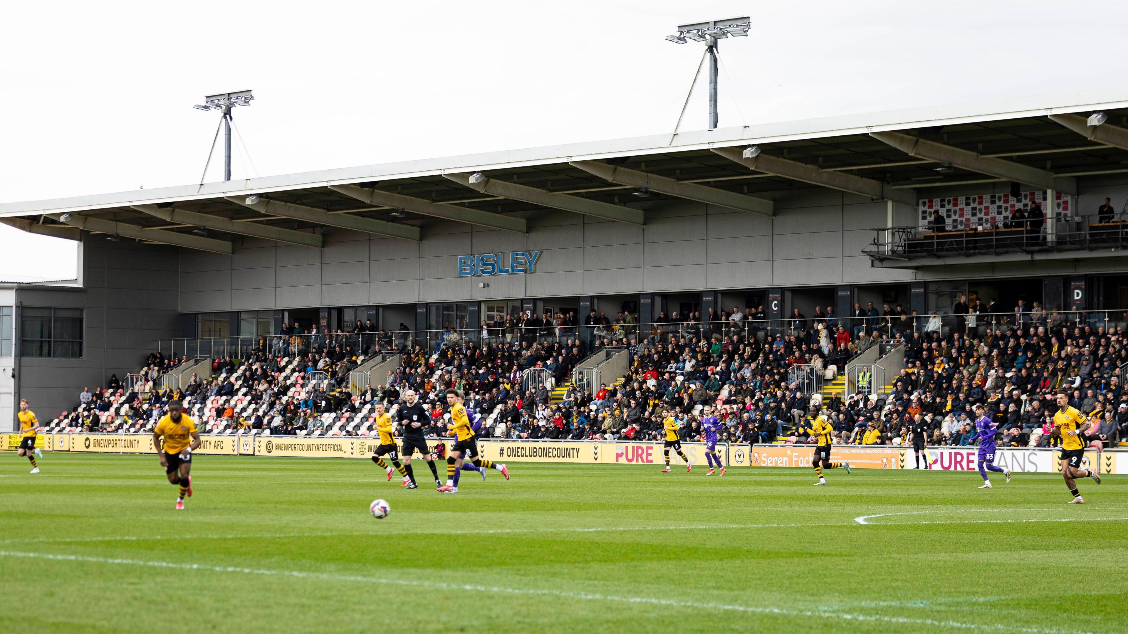 Newport County and Notts County players at Rodney Parade