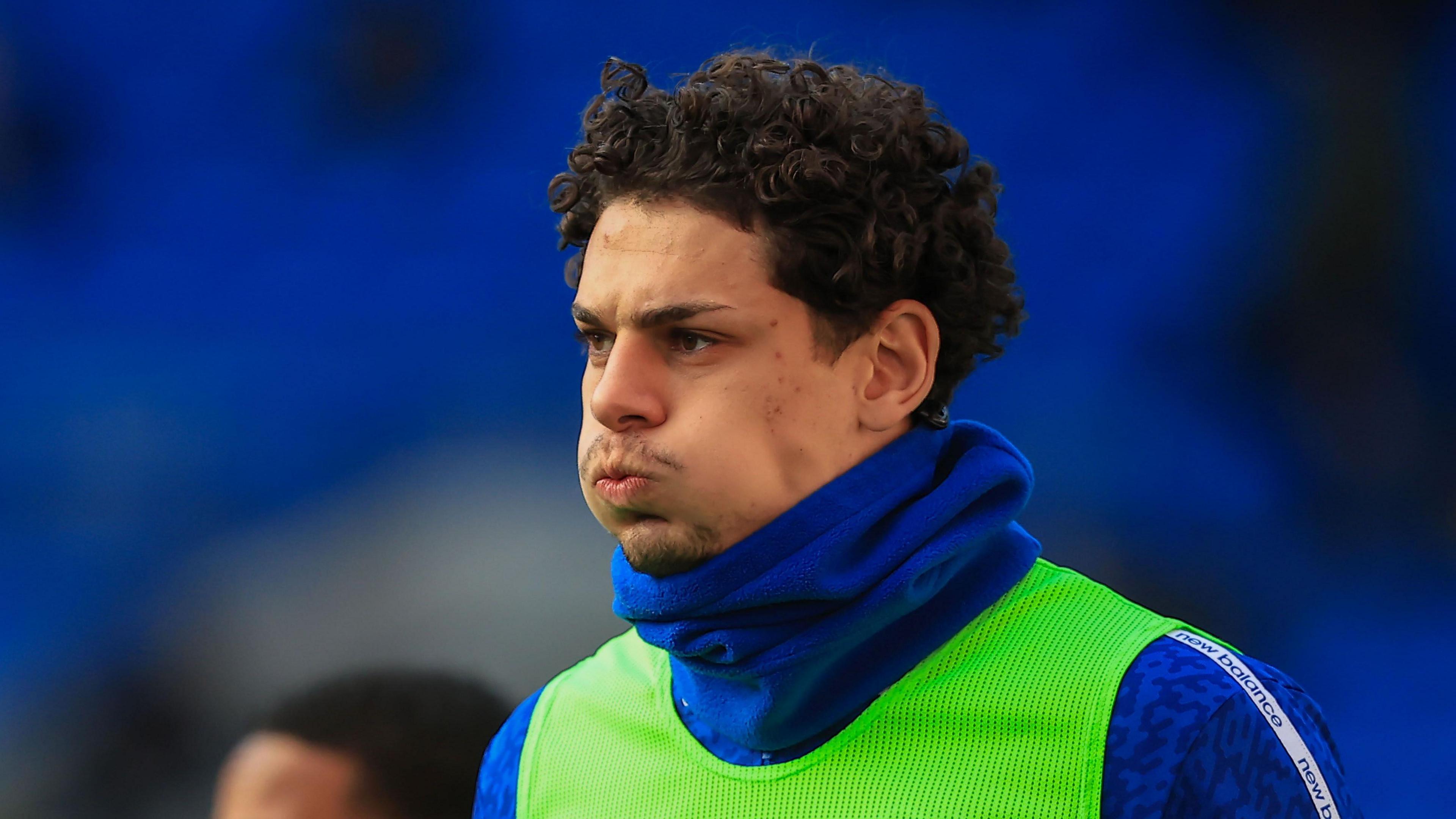 Cardiff City striker Yousef Salech warming up against Wigan Atheltic