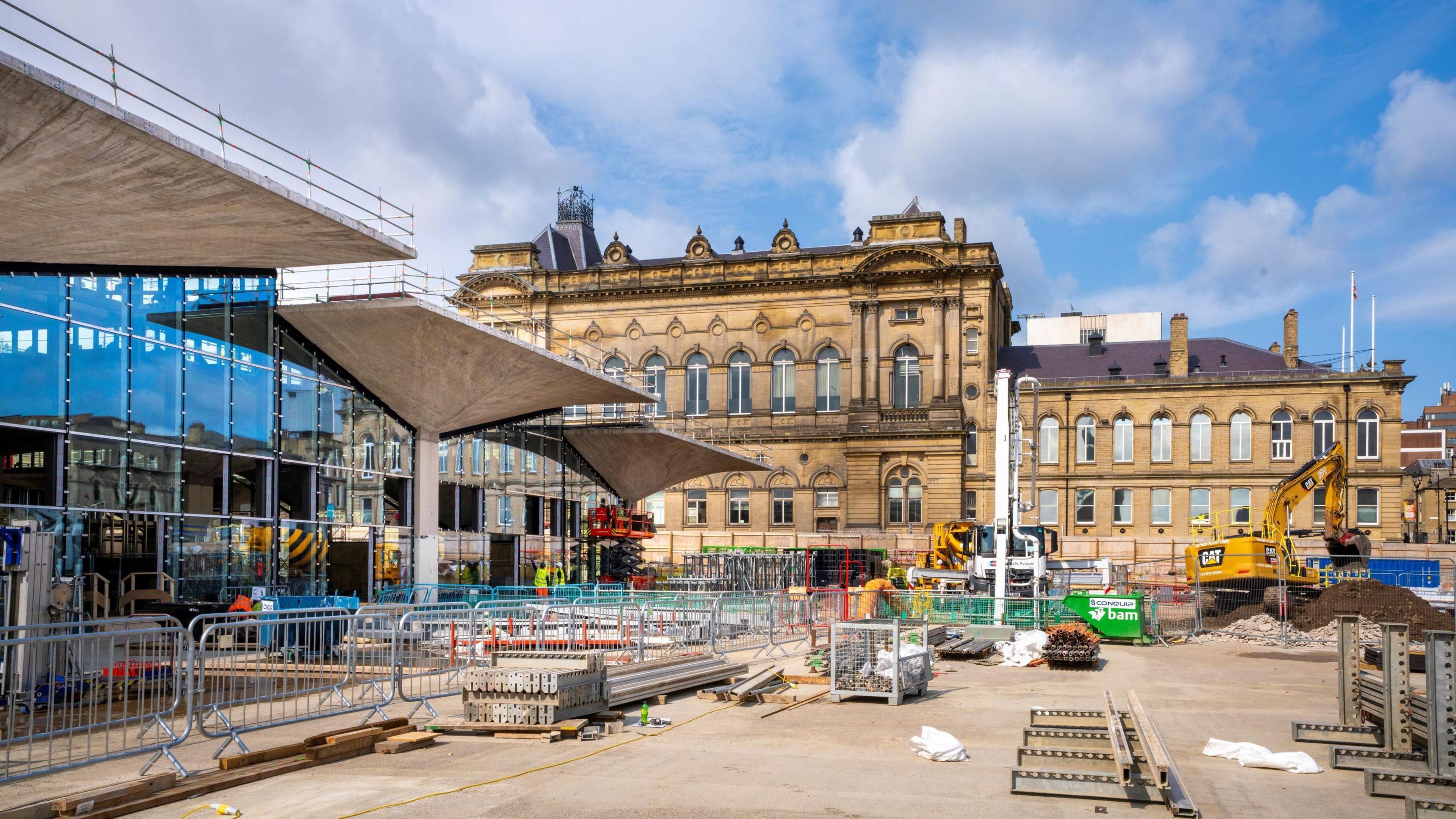 Market hall exterior and building work