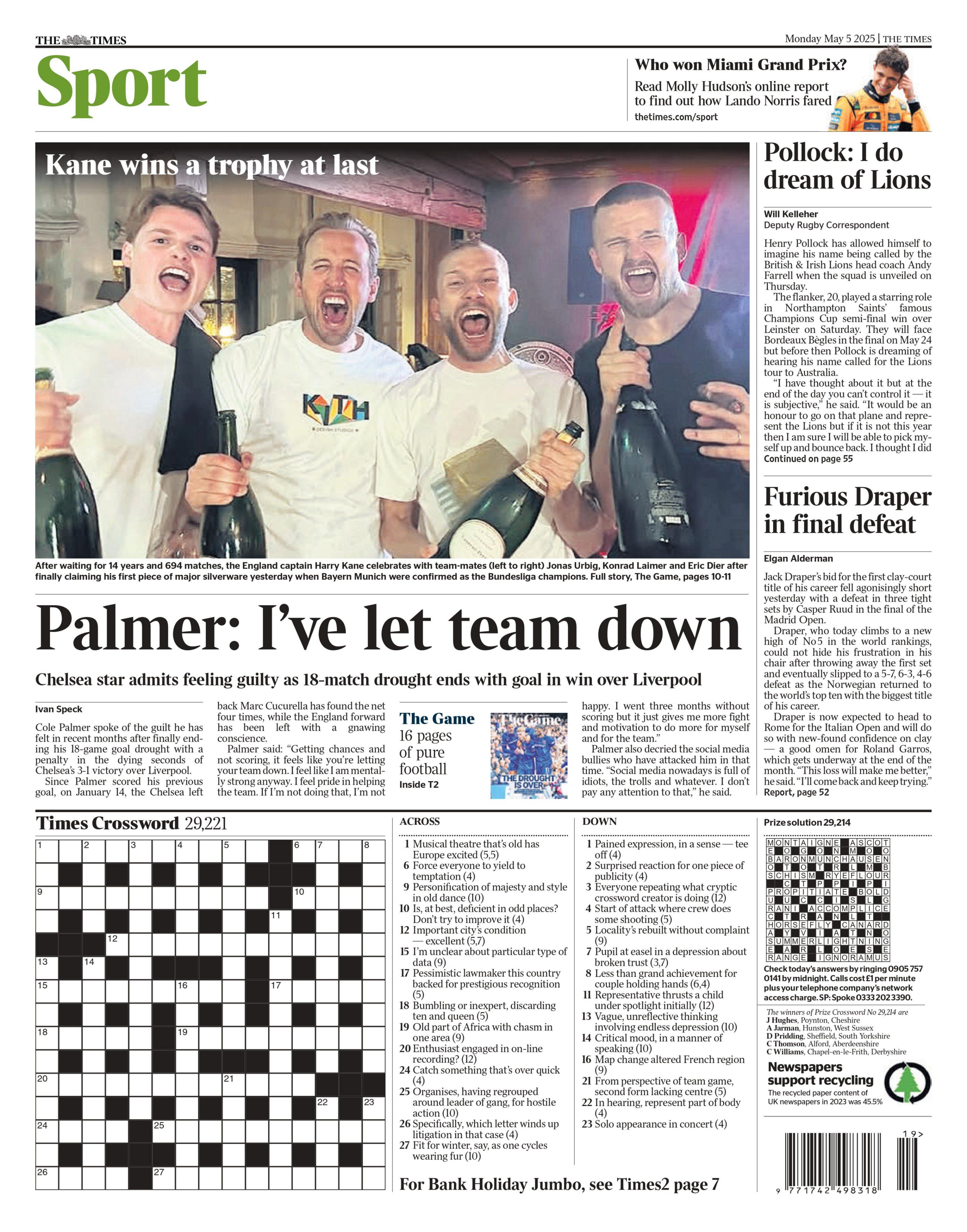 The Times back page