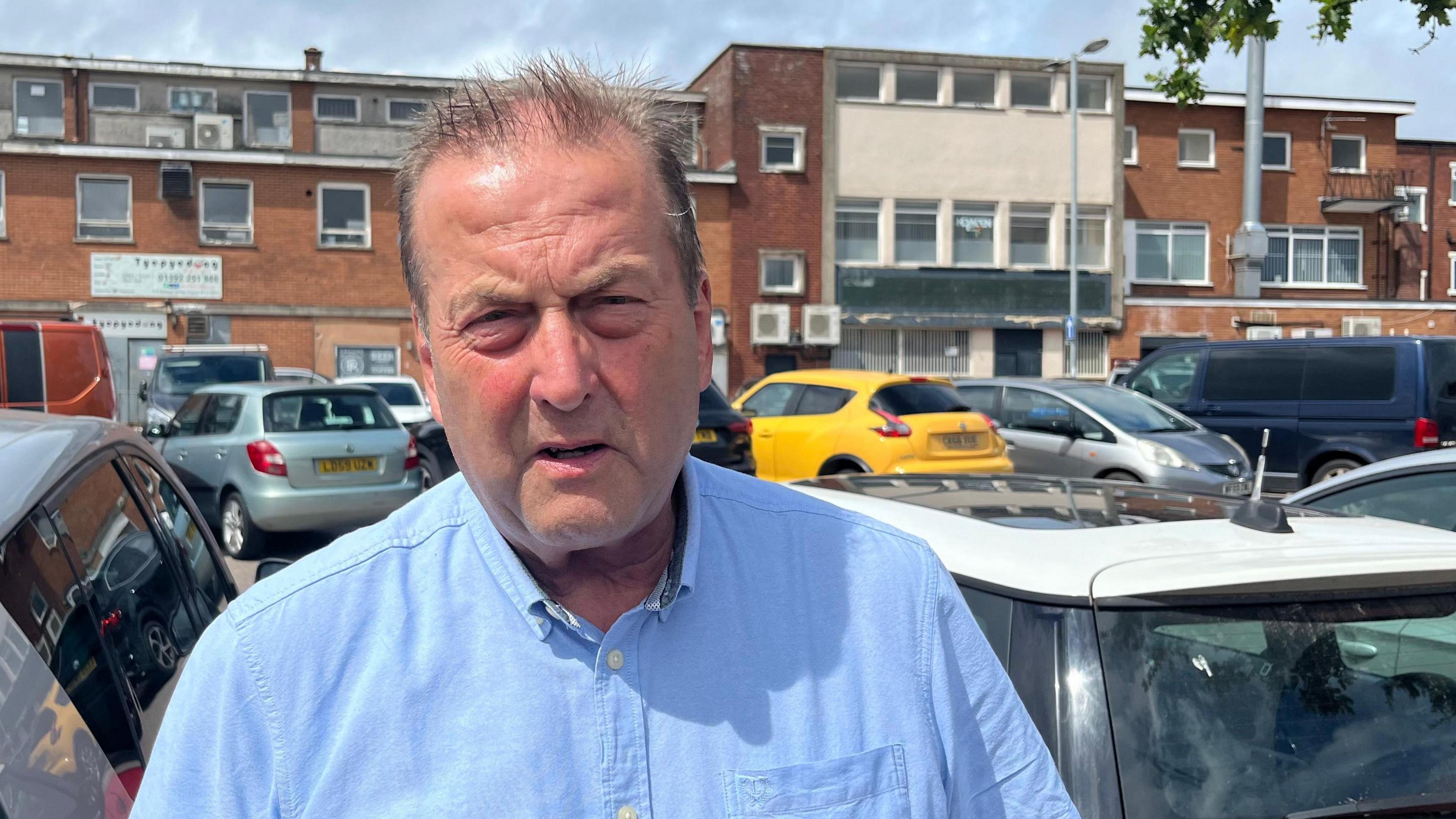 The leader of Exeter City Council, Phil Bialyk, in front of Bampfylde Street car park