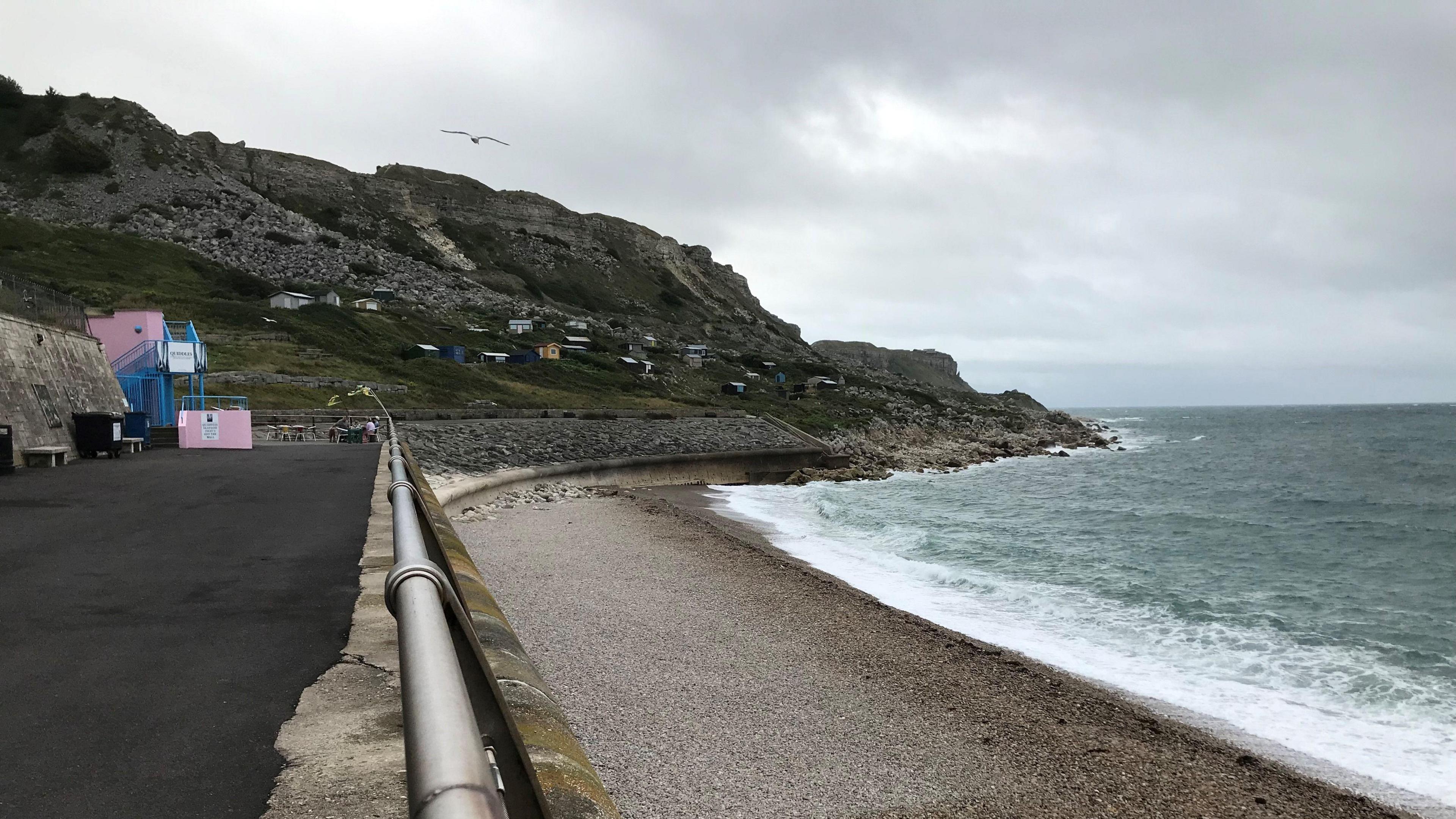 Chesil Cove Seawall And Defences Wider View
