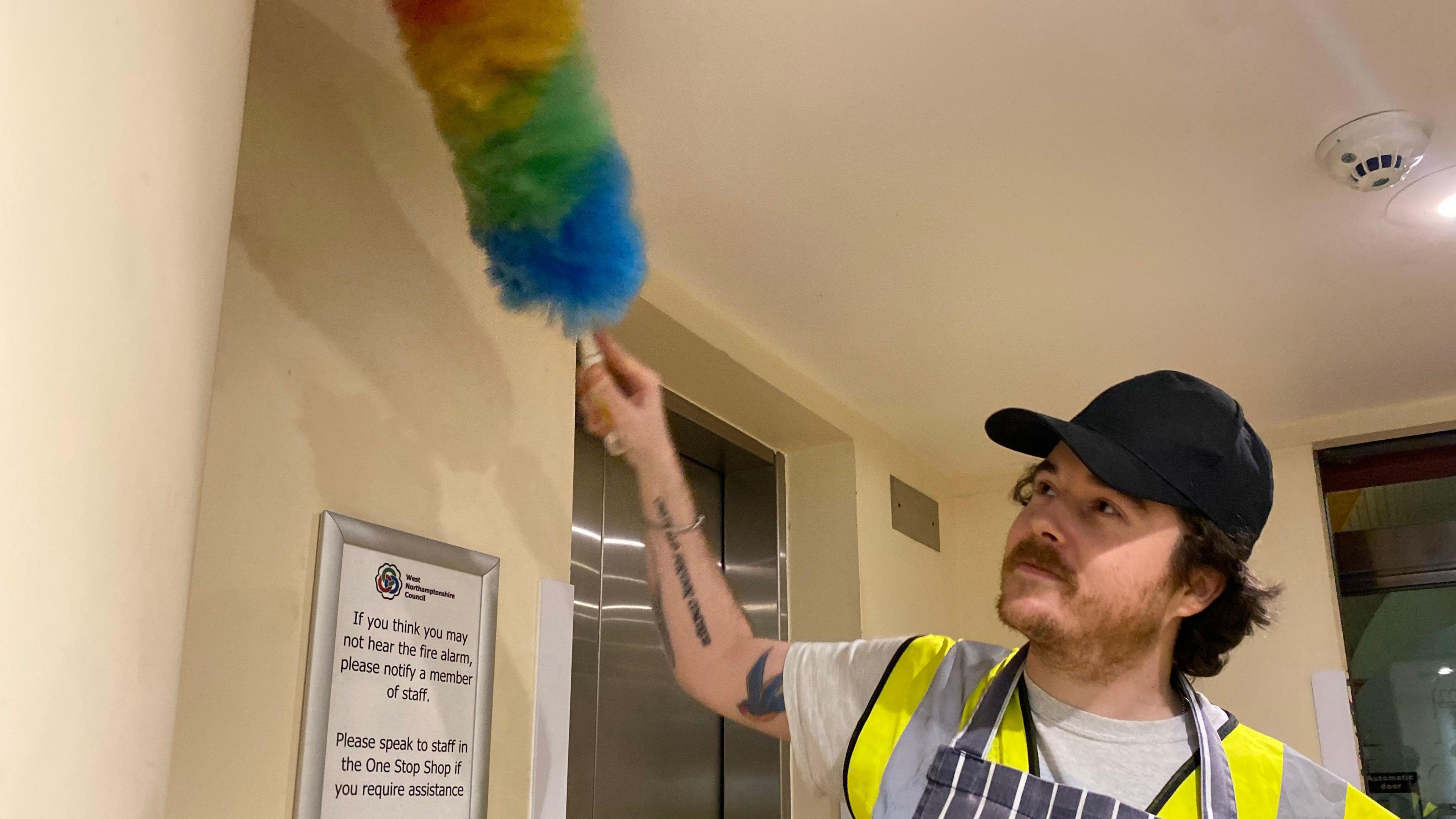 Man "cleaning" in Northampton's Guildhall