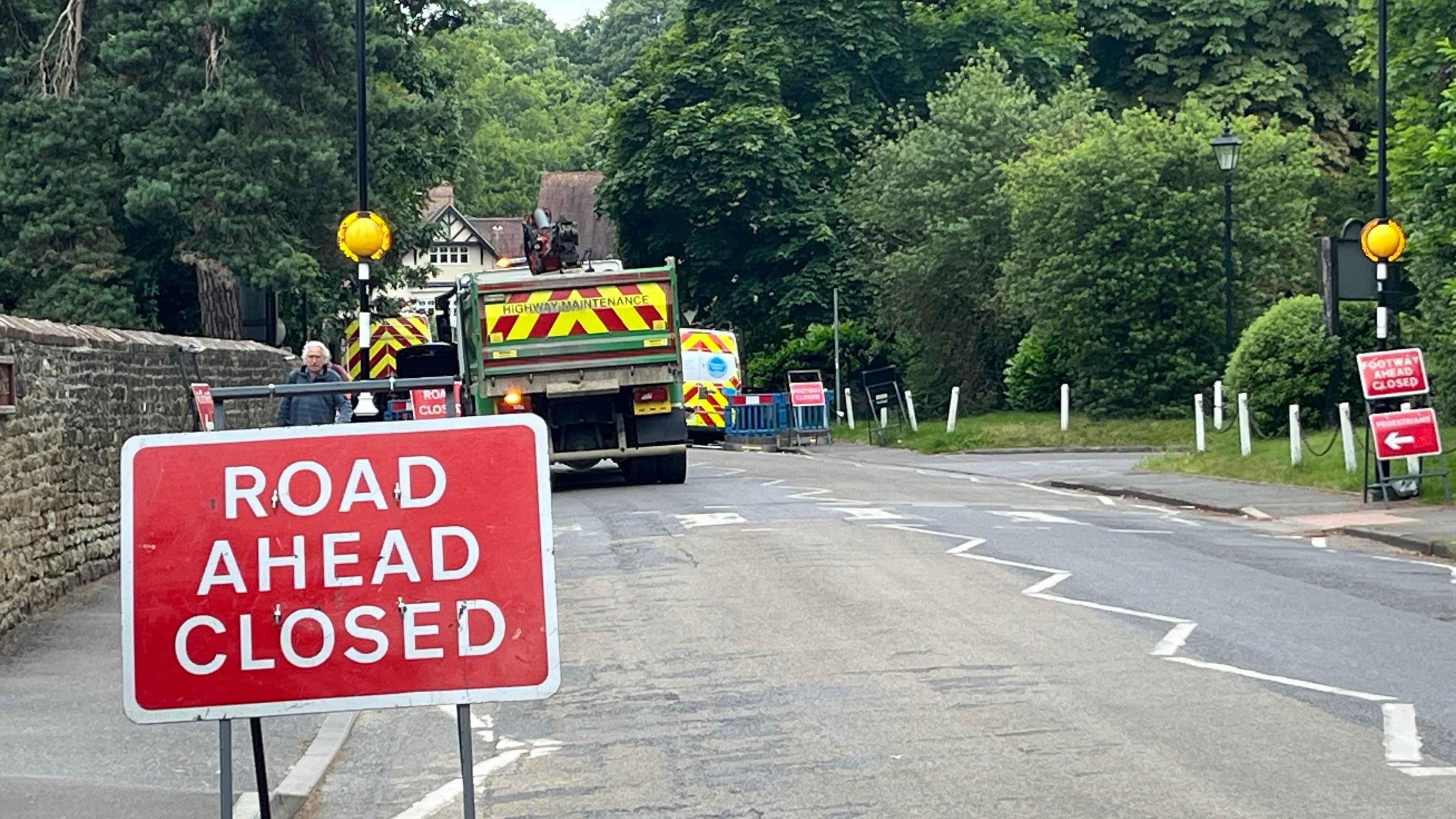 A road closed sign