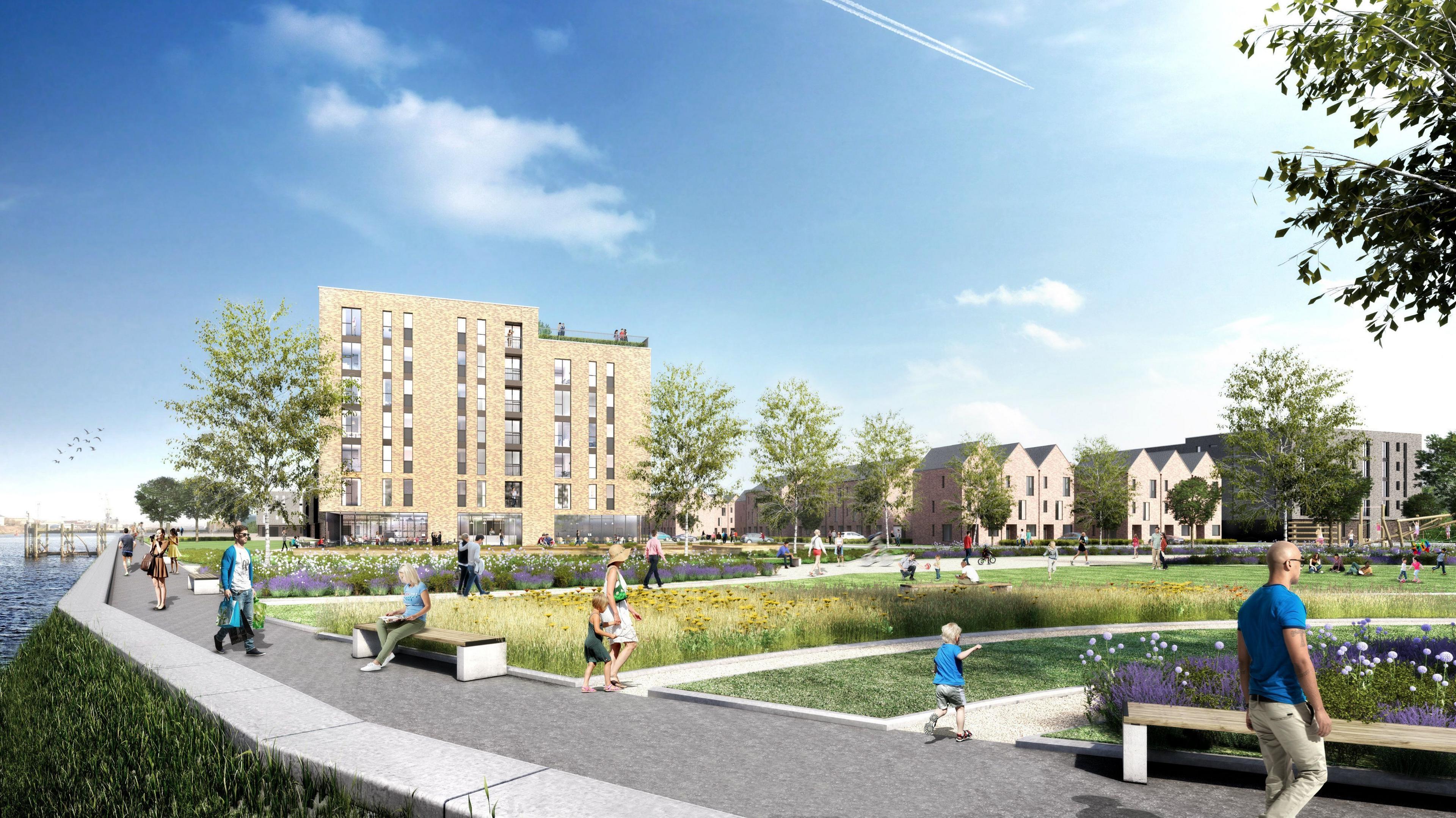 Artist's impression of future development on riverside