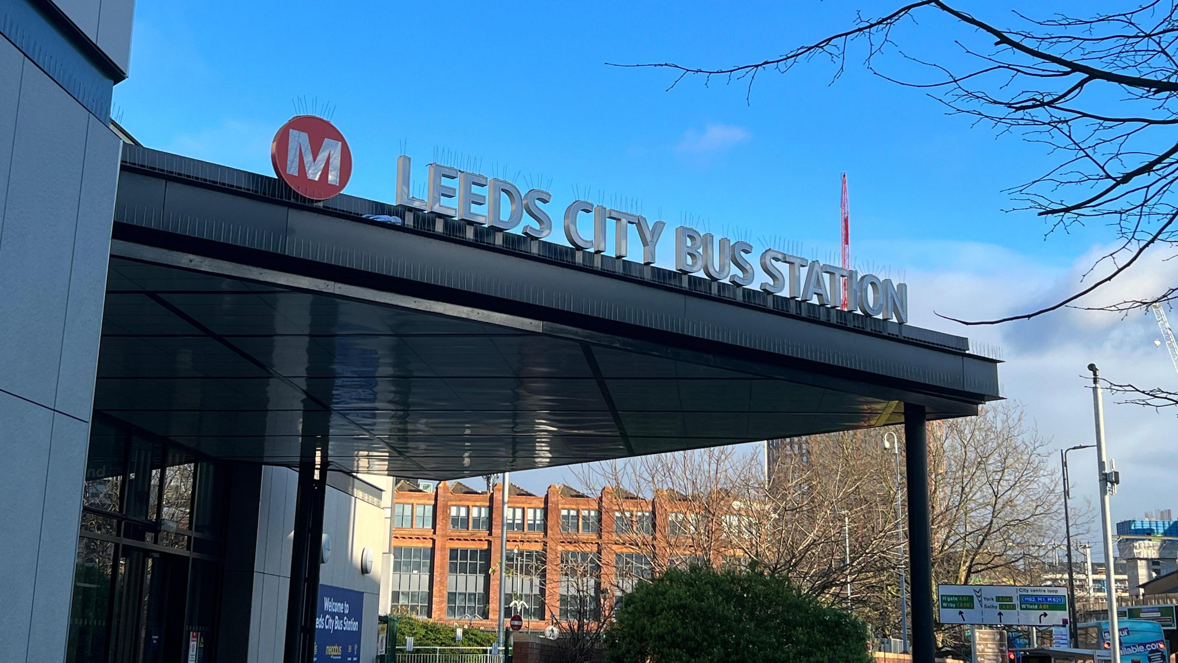 The entrance to Leeds City Bus Station