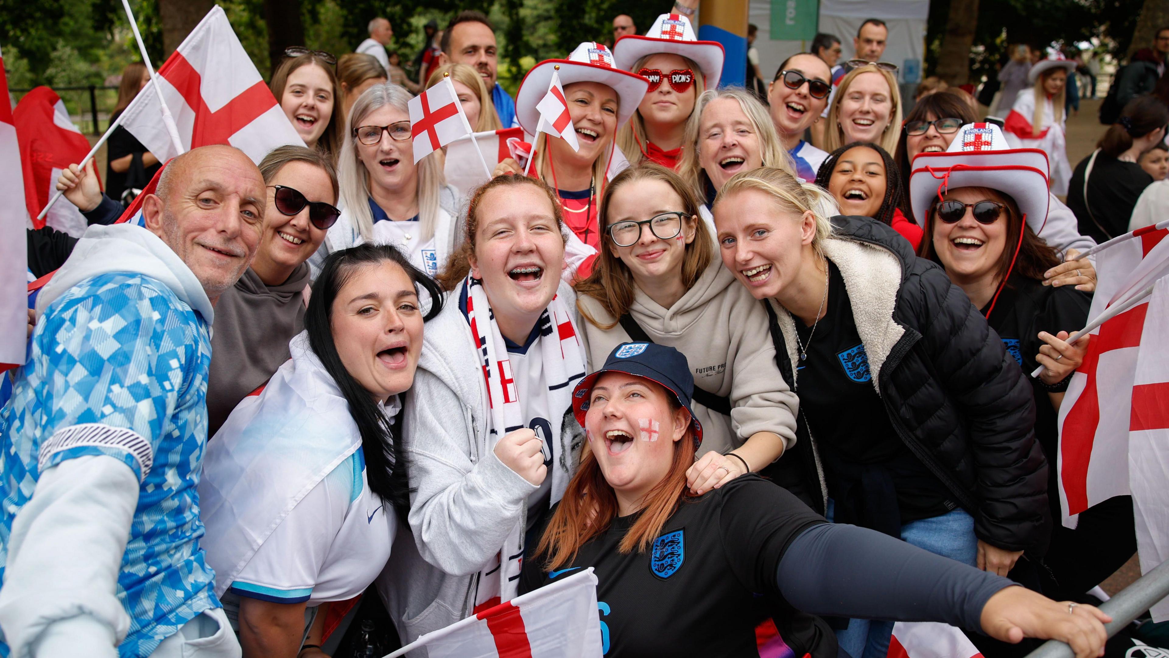 England fans at the Lionesses Euro 2025 parade on The Mall