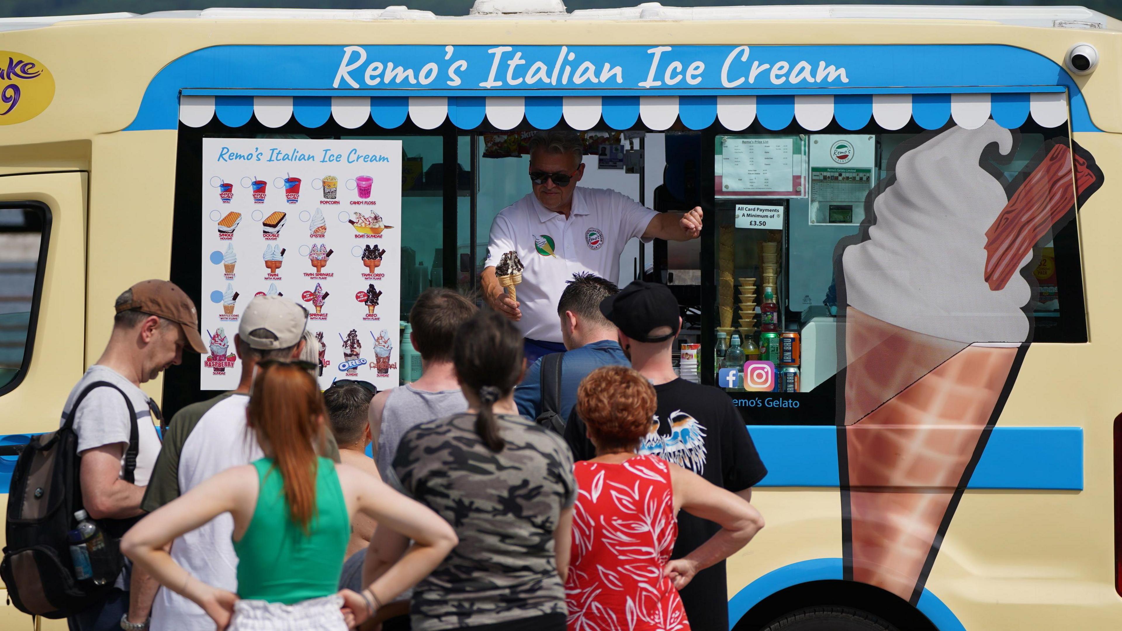 Scots at Loch Lomond queue up for an ice cream in front of an ice cream van