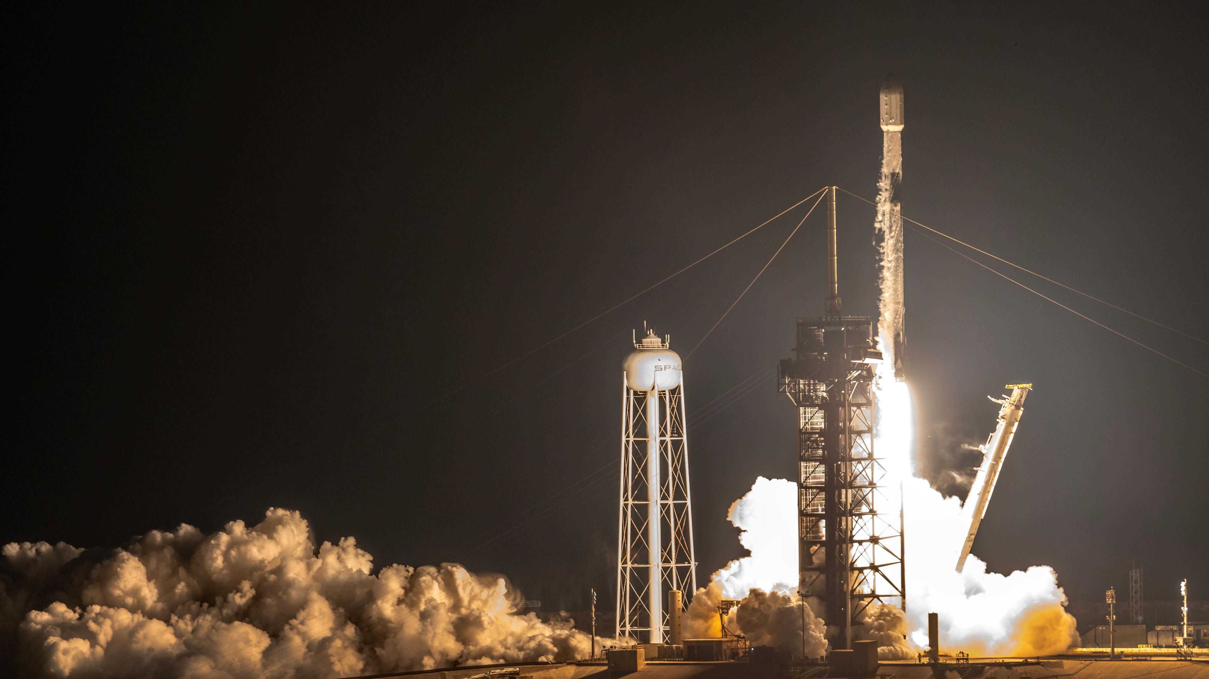 SpaceX Falcon 9 rocket taking off.