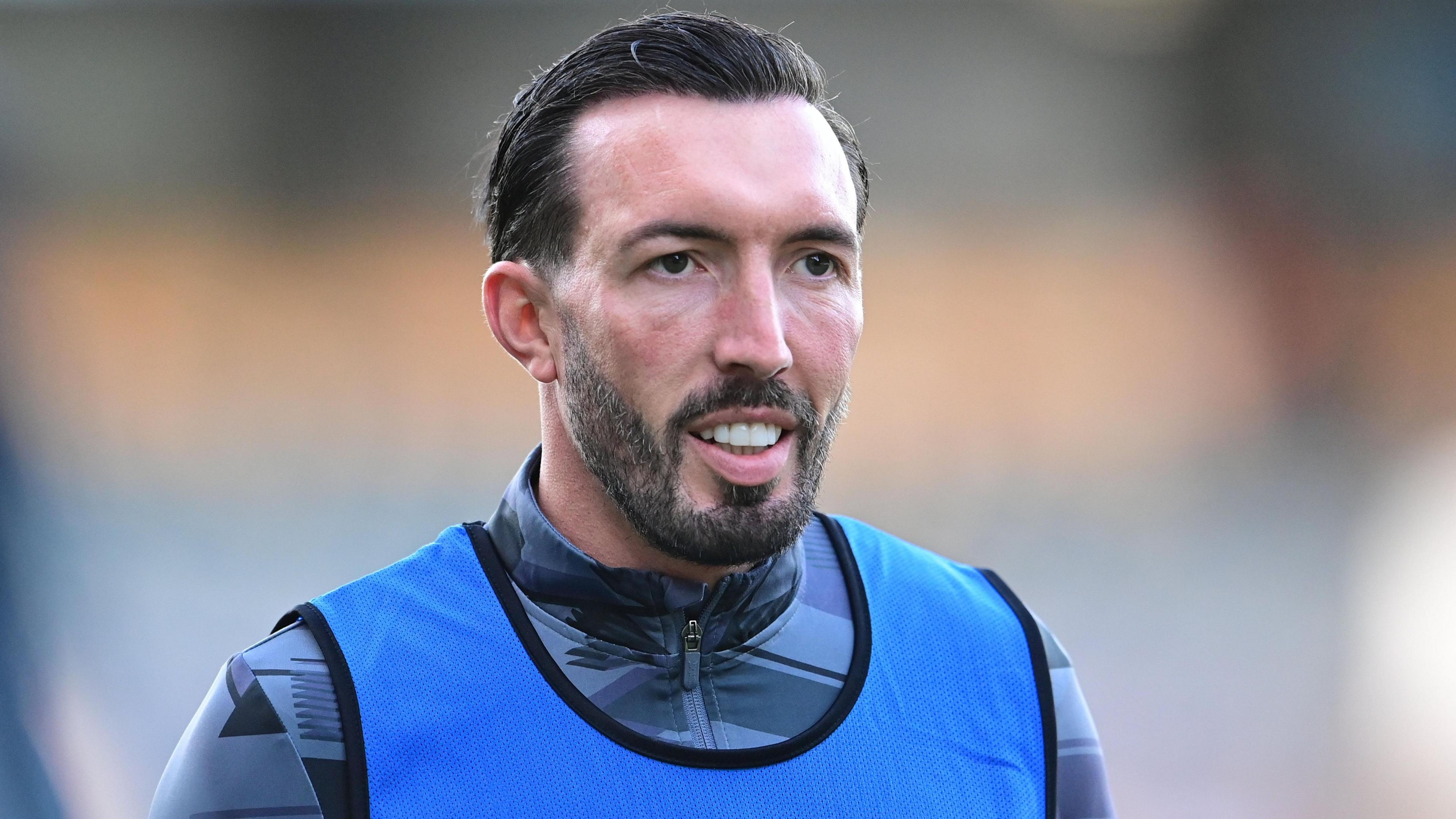 Ryan Bowman warming up