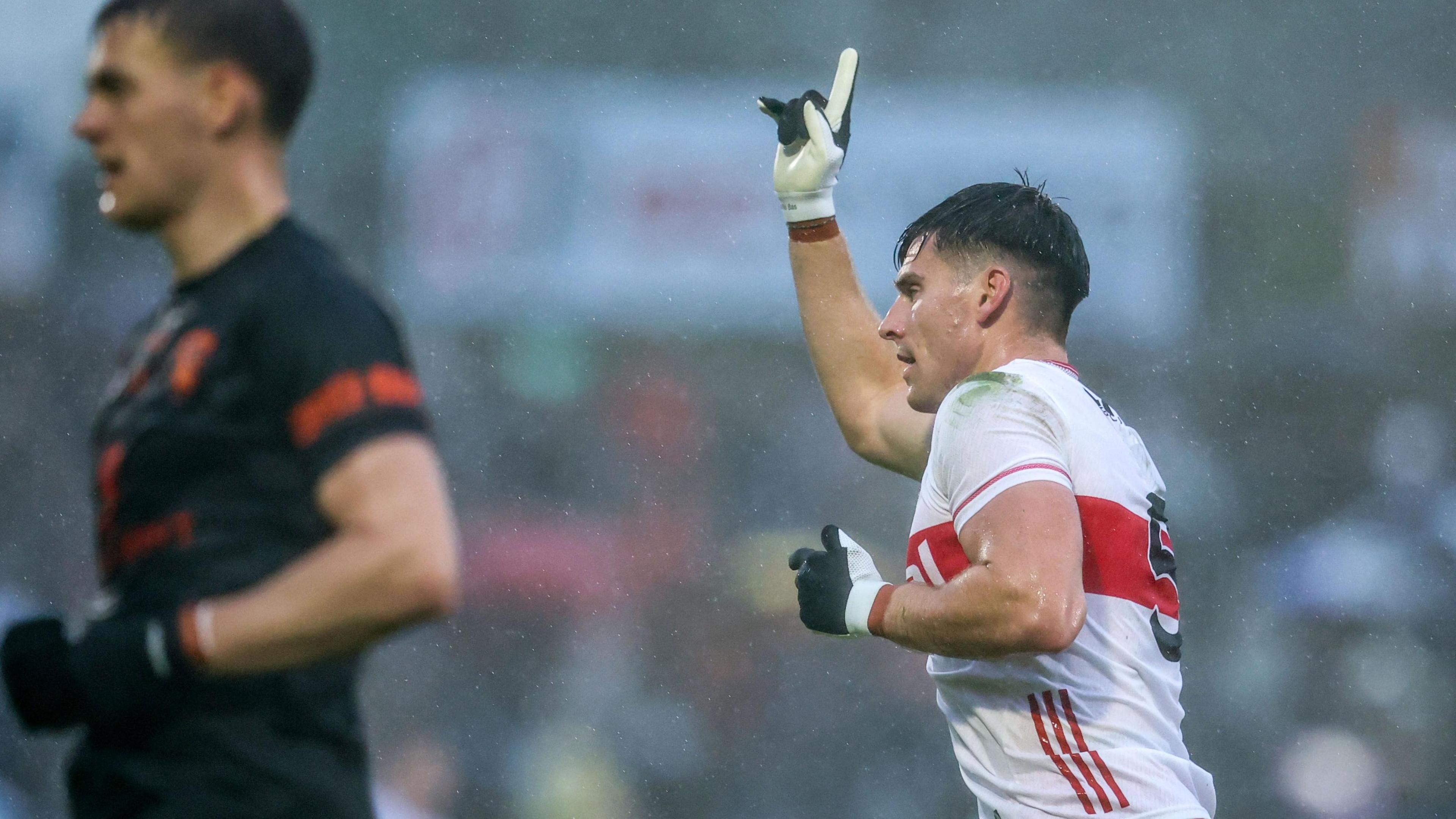 Conor Doherty celebrates a point against Armagh
