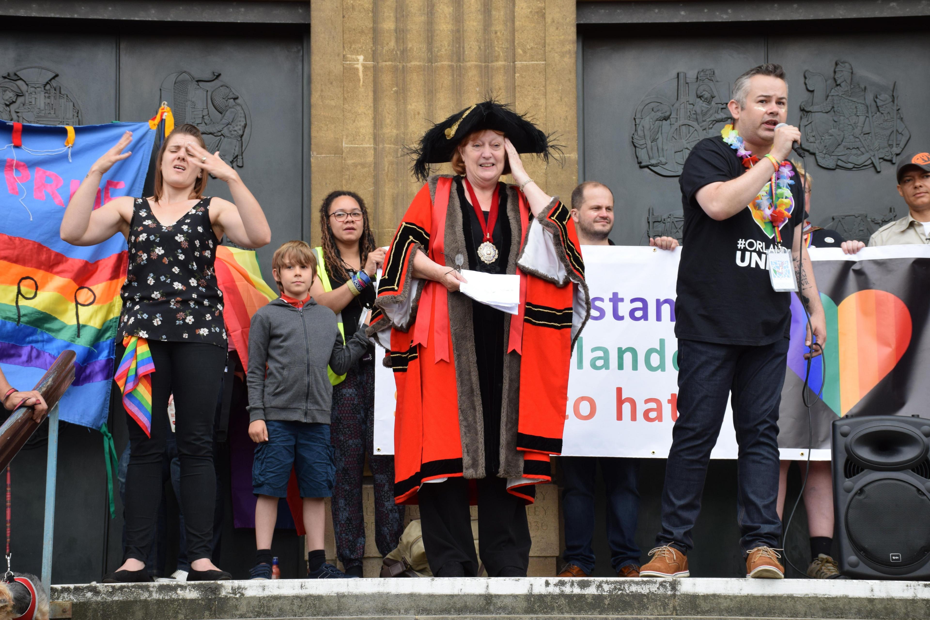 Marion Maxwell, centre, pictured during her time as Lord Mayor of Norwich in 2016-17