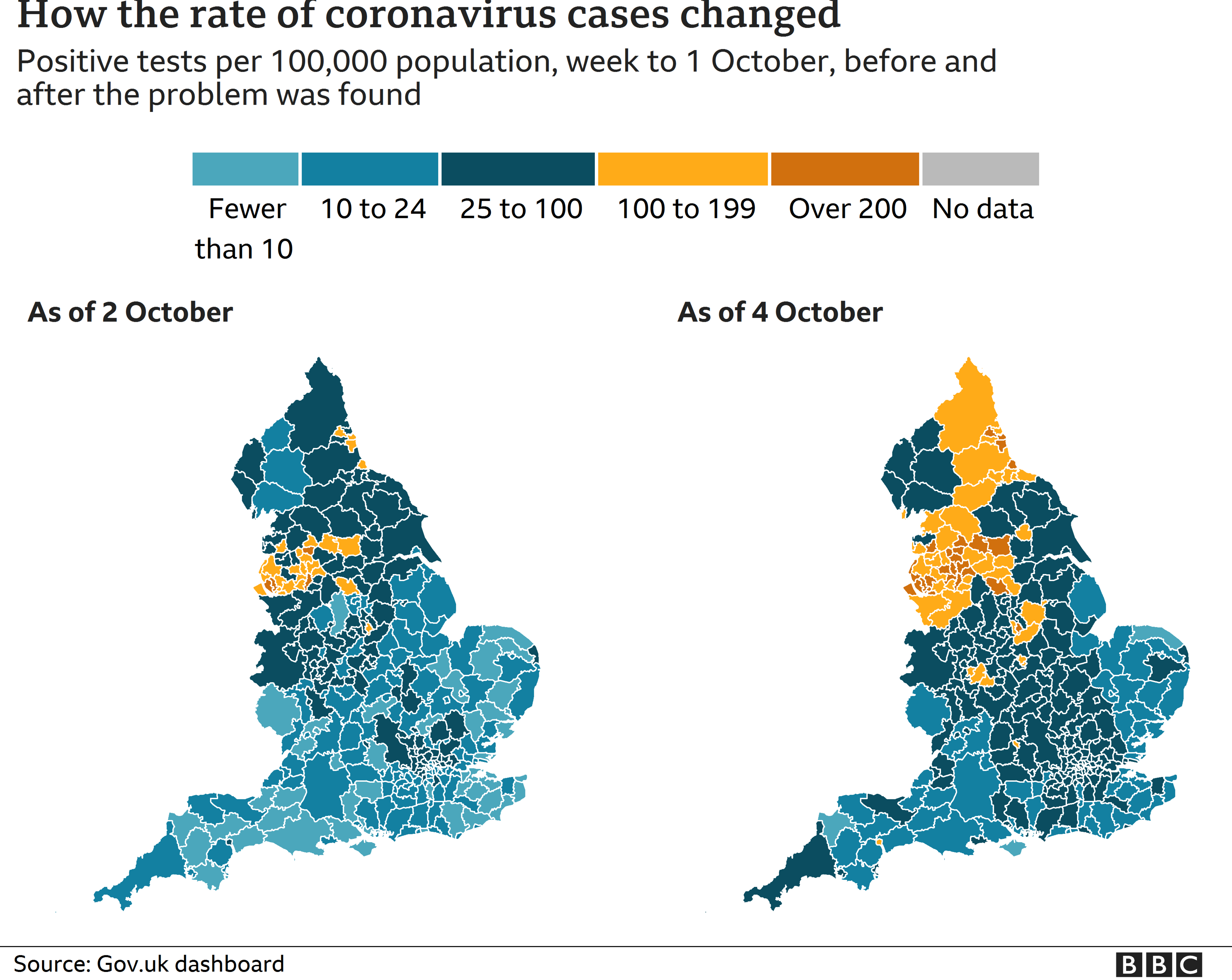 how the coronavirus rates changed - map